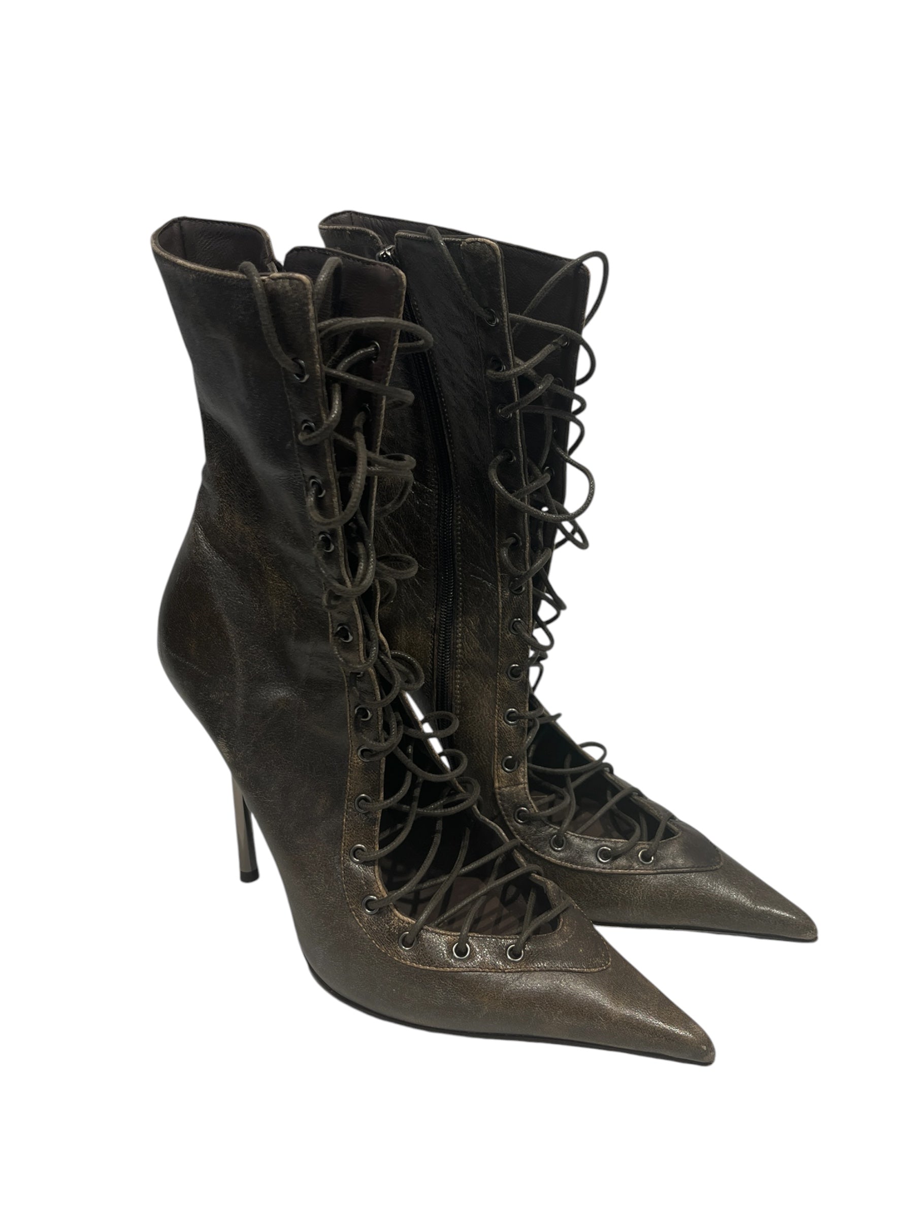 LE SILLA/Lace Up Boots/US 10/Leather/BRW/CORSETTE ANKLE BOOTS view 1