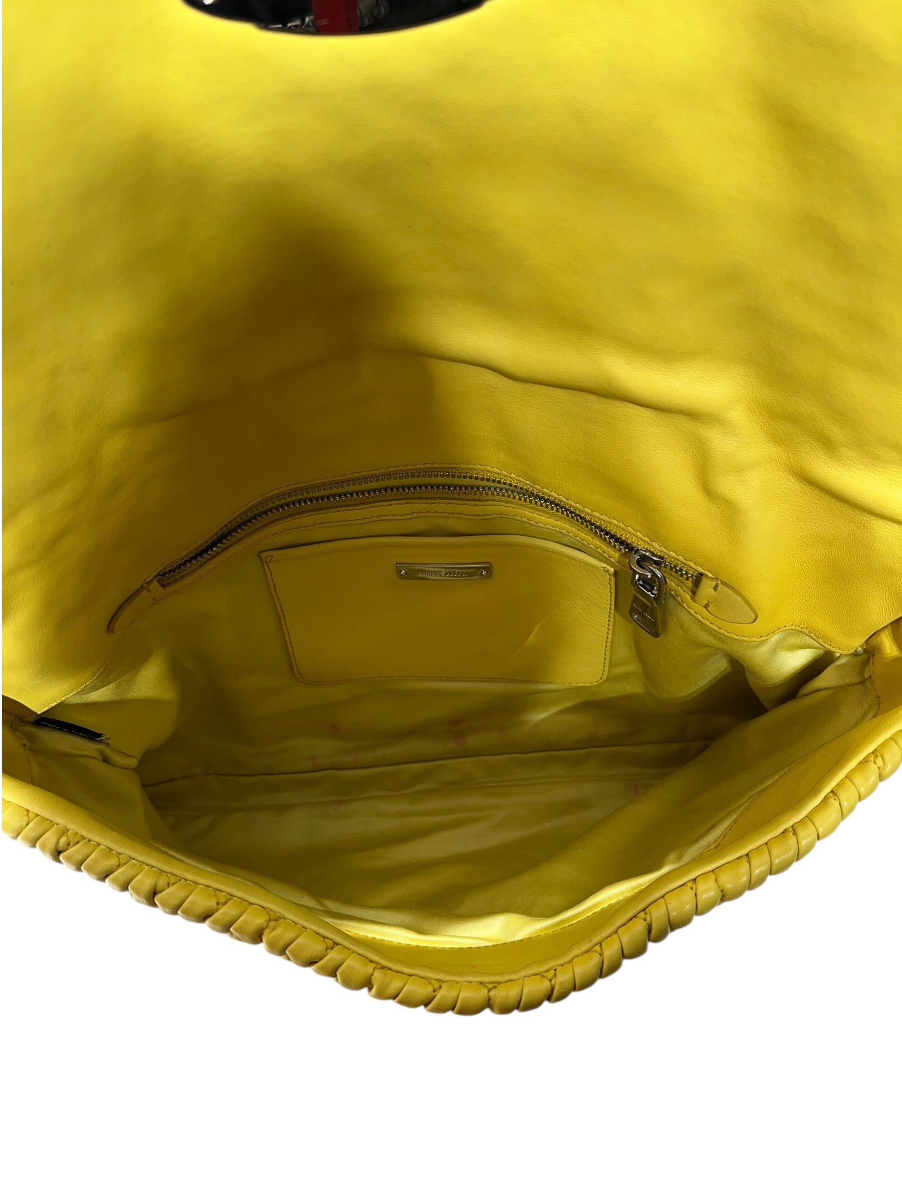 MIU MIU/Hand Bag/Leather/YEL/MATELASSE CRYSTAL FLAP view 8
