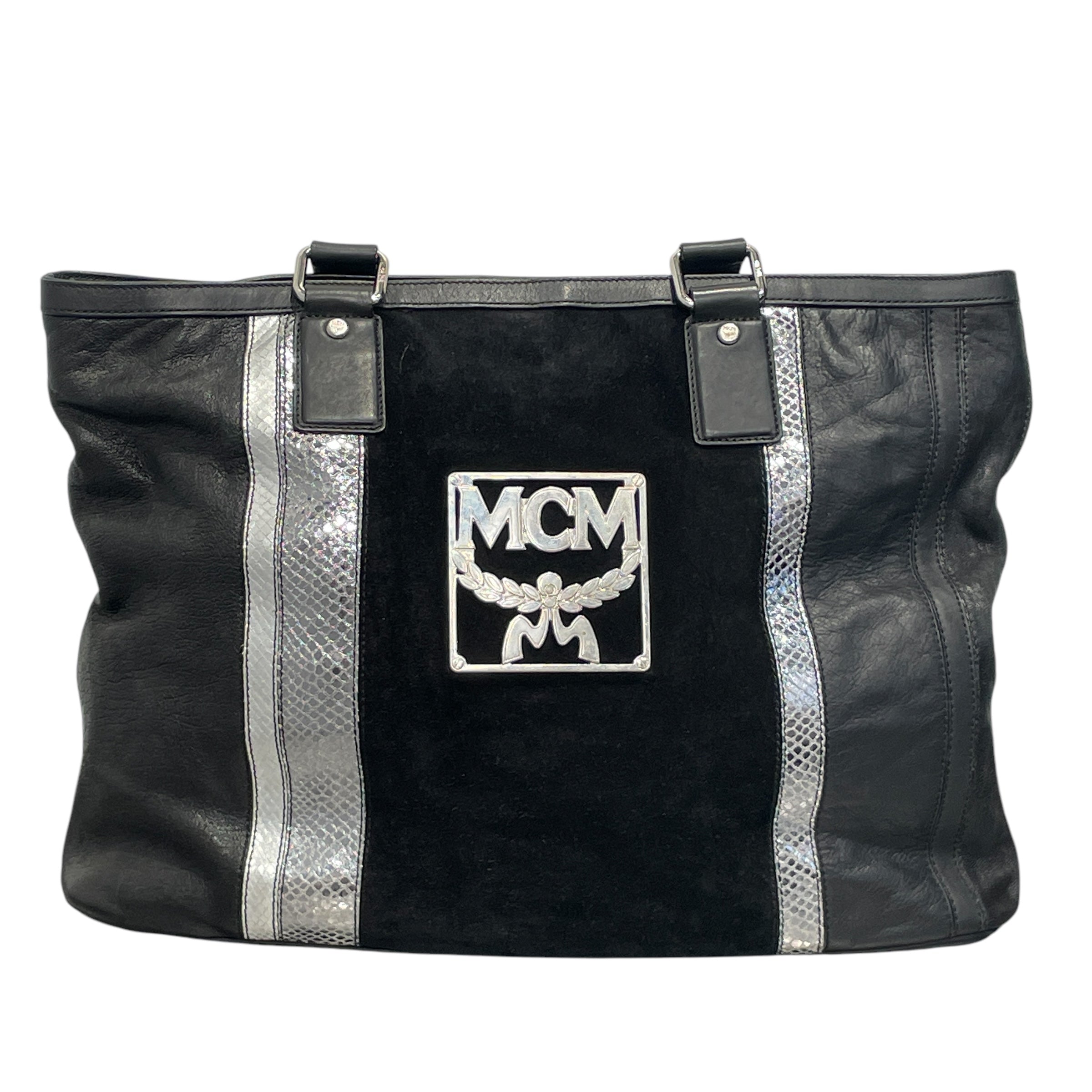 MCM/Hand Bag/L/Animal Pattern/BLK/Suede Leather Snakeskin Bag view 1
