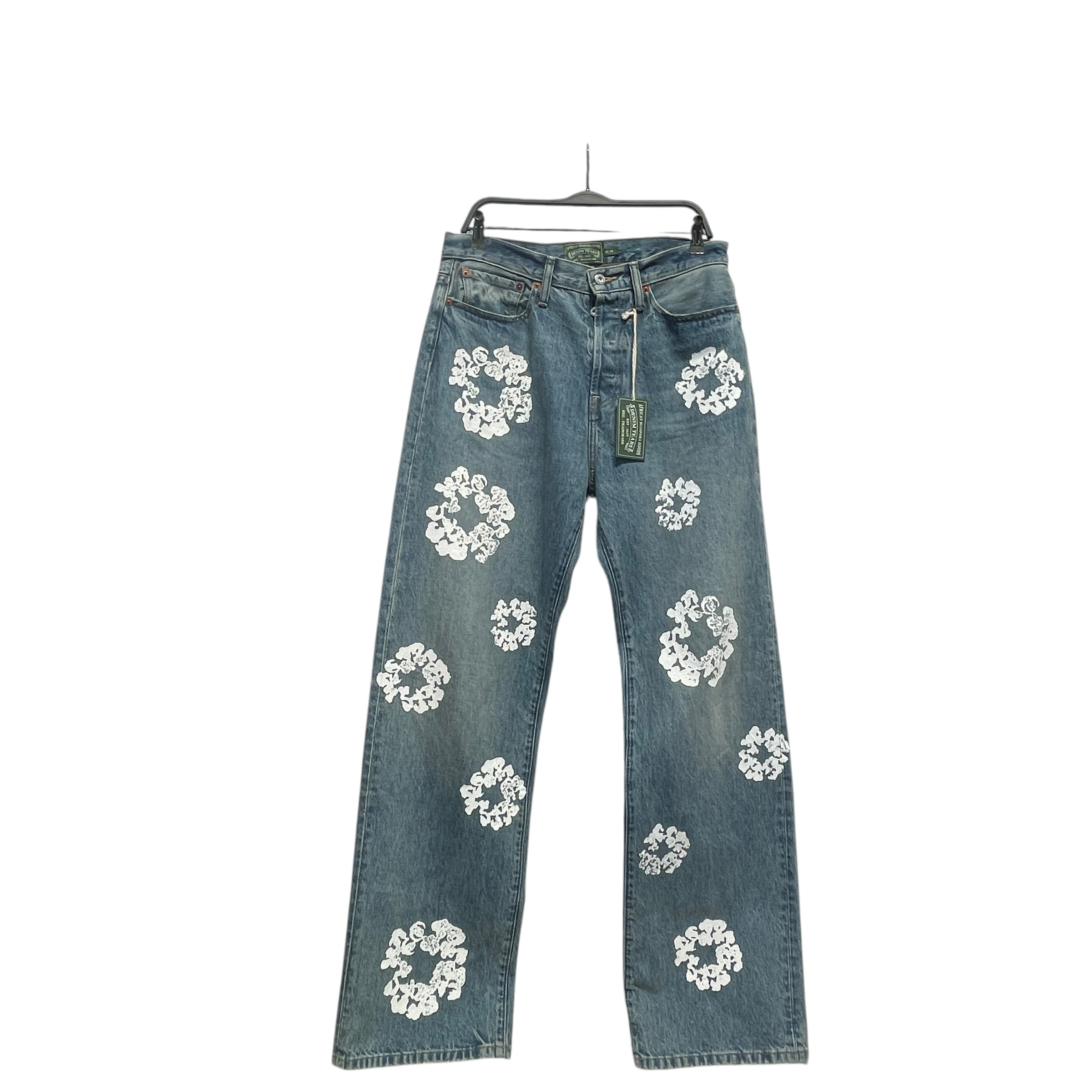 DENIM TEARS/Straight Pants/32/Denim/BLU/All Over Print/ view 1