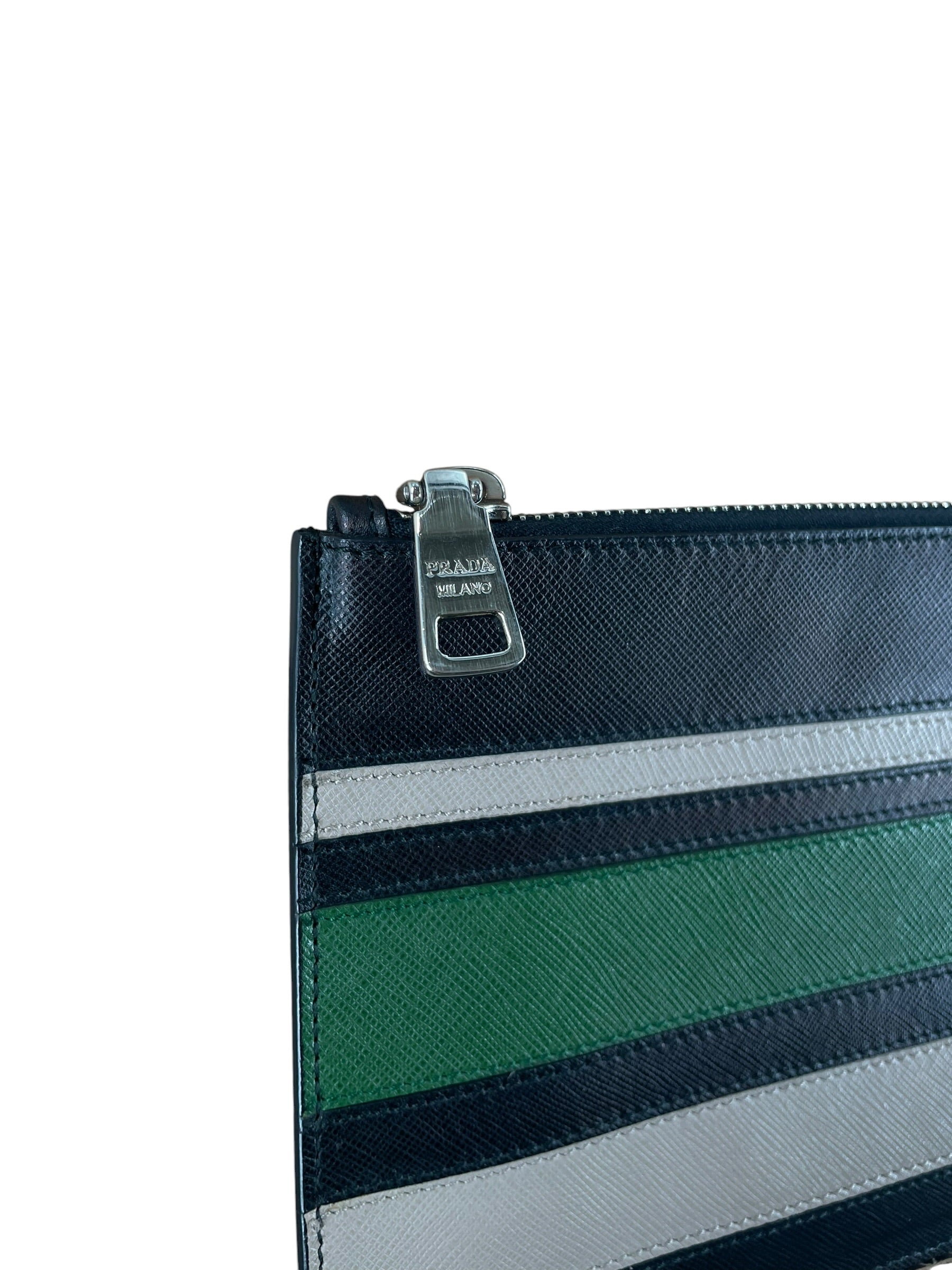 PRADA/Clutch Bag/Stripe/Leather/GRN/SAFFIANO STRIPED CLUTCH view 4