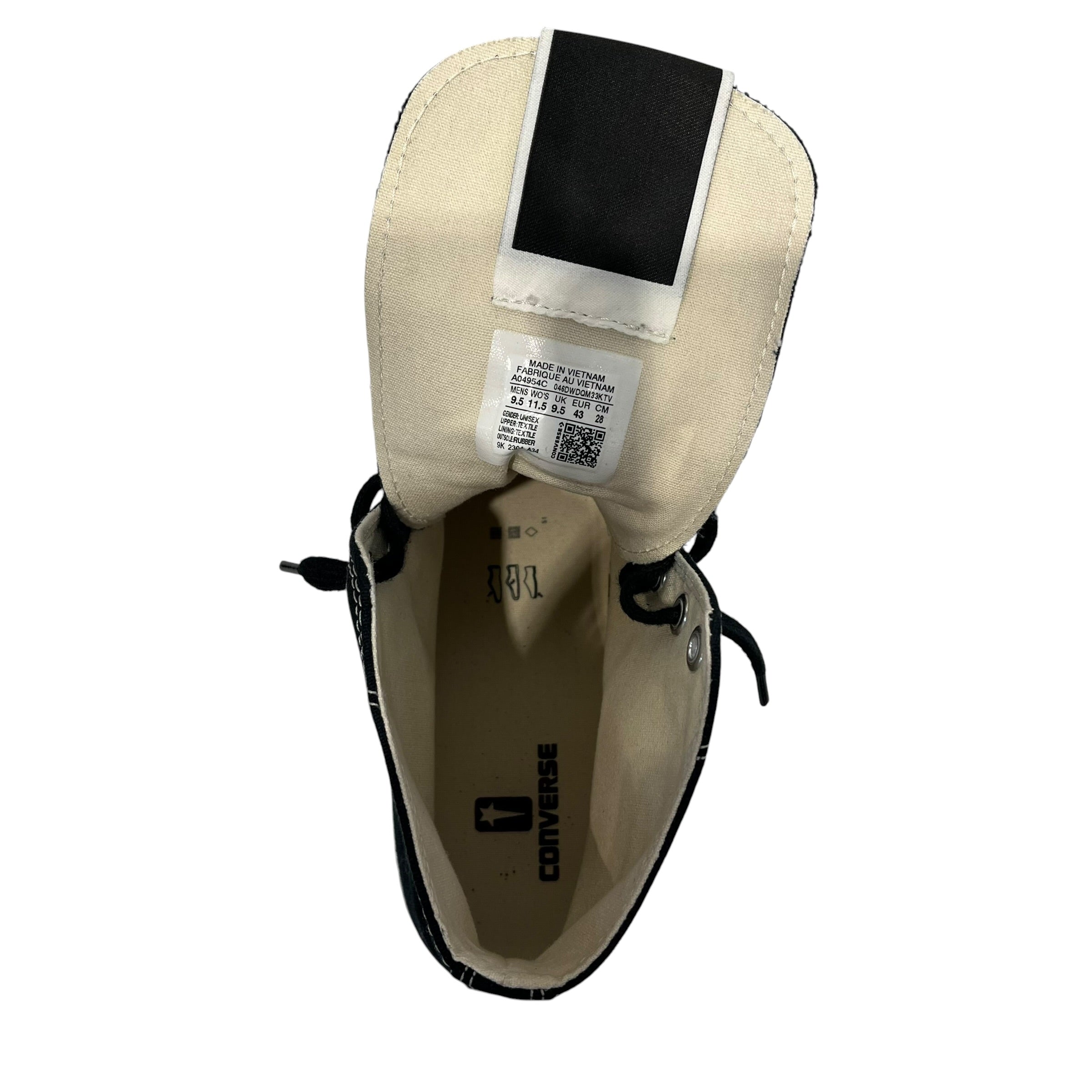 CONVERSE/RICK OWENS DRKSHDW/Hi-Sneakers/US 9.5/Cotton/BLK/ view 3