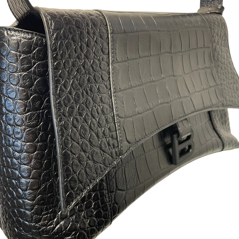 BALENCIAGA/Cross Body Bag/L/Leather/BLK/HOURGLASS