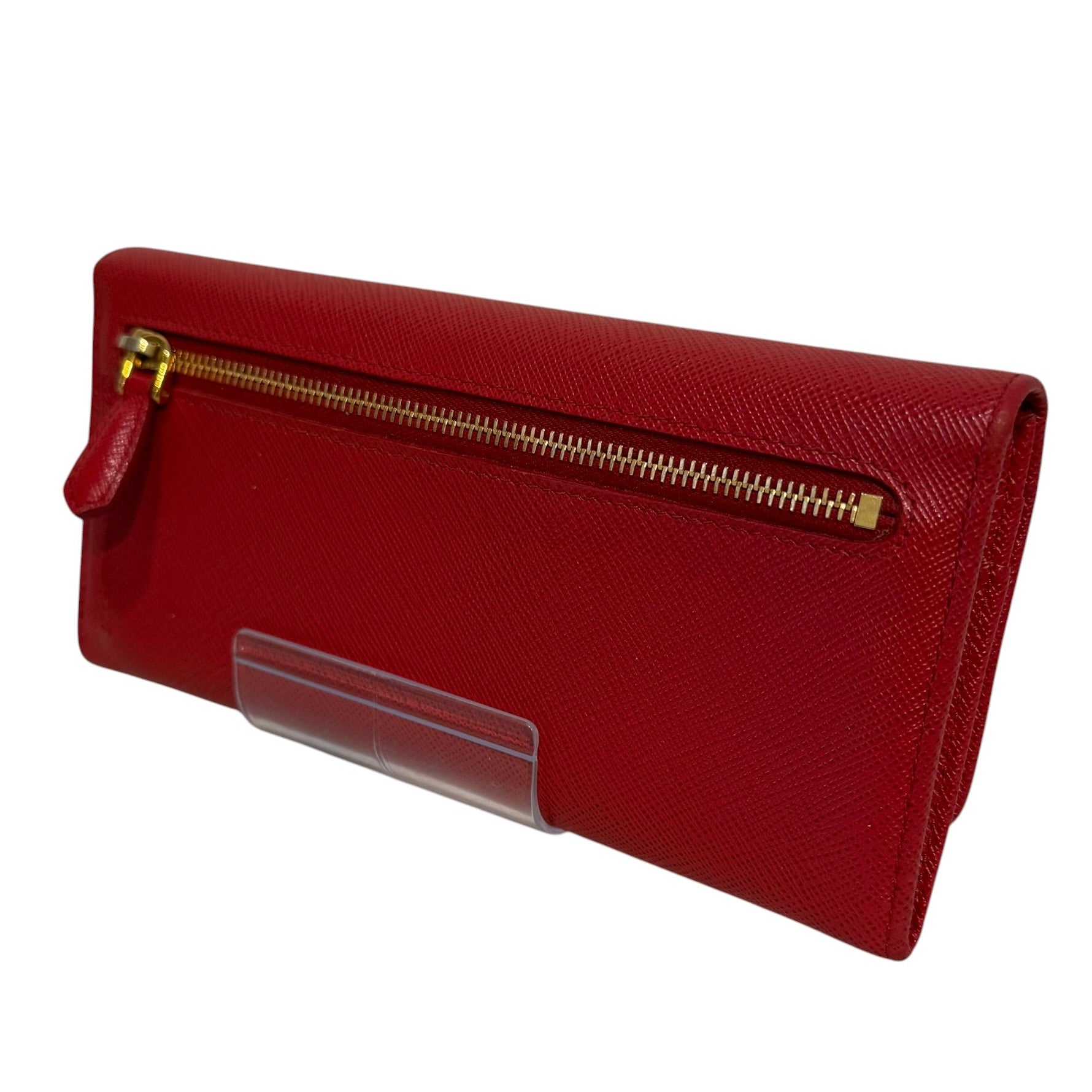 PRADA/Wallet/Leather/RED/M's/Saffiano Leather wallet view 2