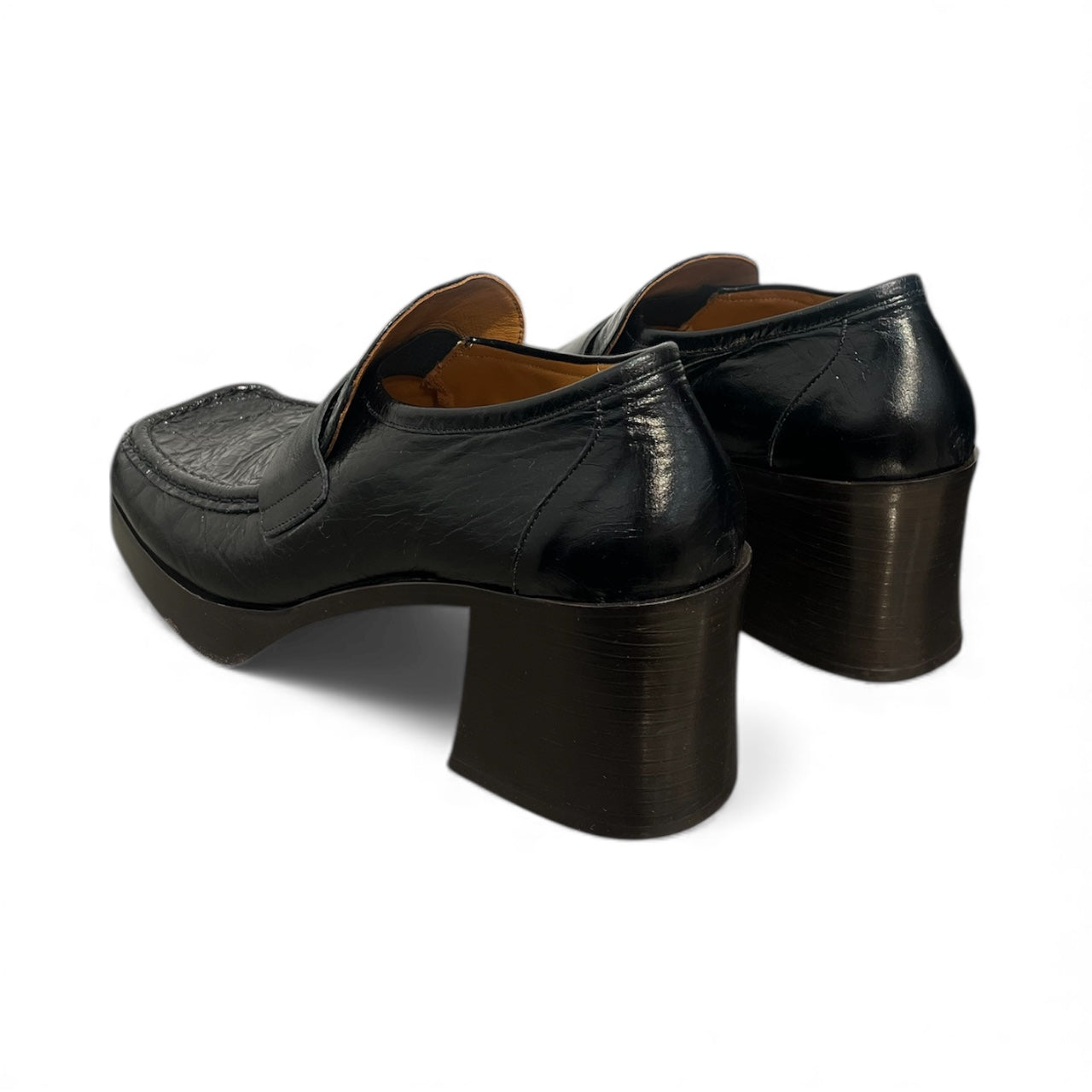 MARNI/Loafers/EU 43/Leather/BLK/SQ TOE HEELED LOAFER CRACK LTH view 2