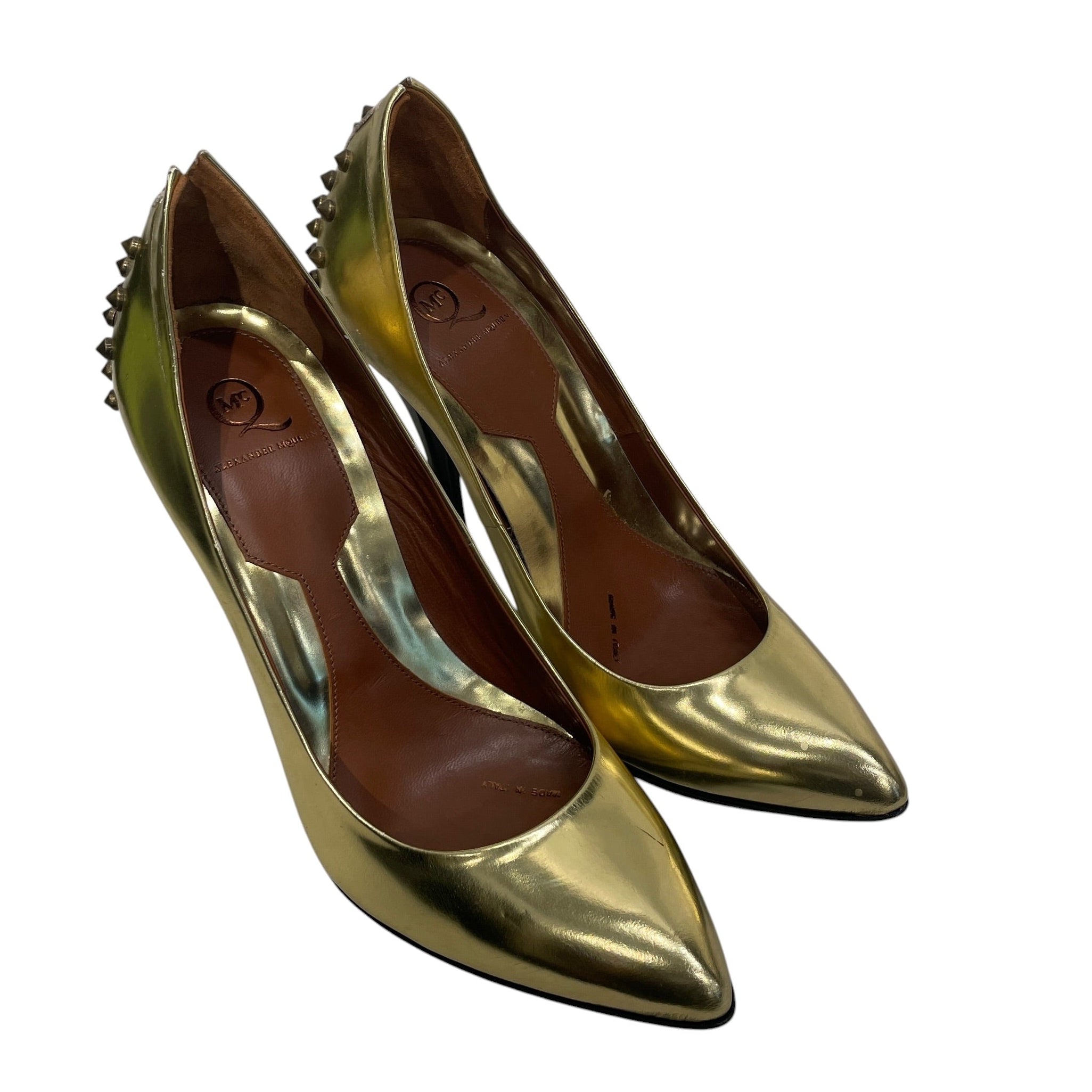 McQ Alexander McQueen/Heels/EU 38/Leather/GLD/V-Tip/SPIKED UPPER HEEL view 1