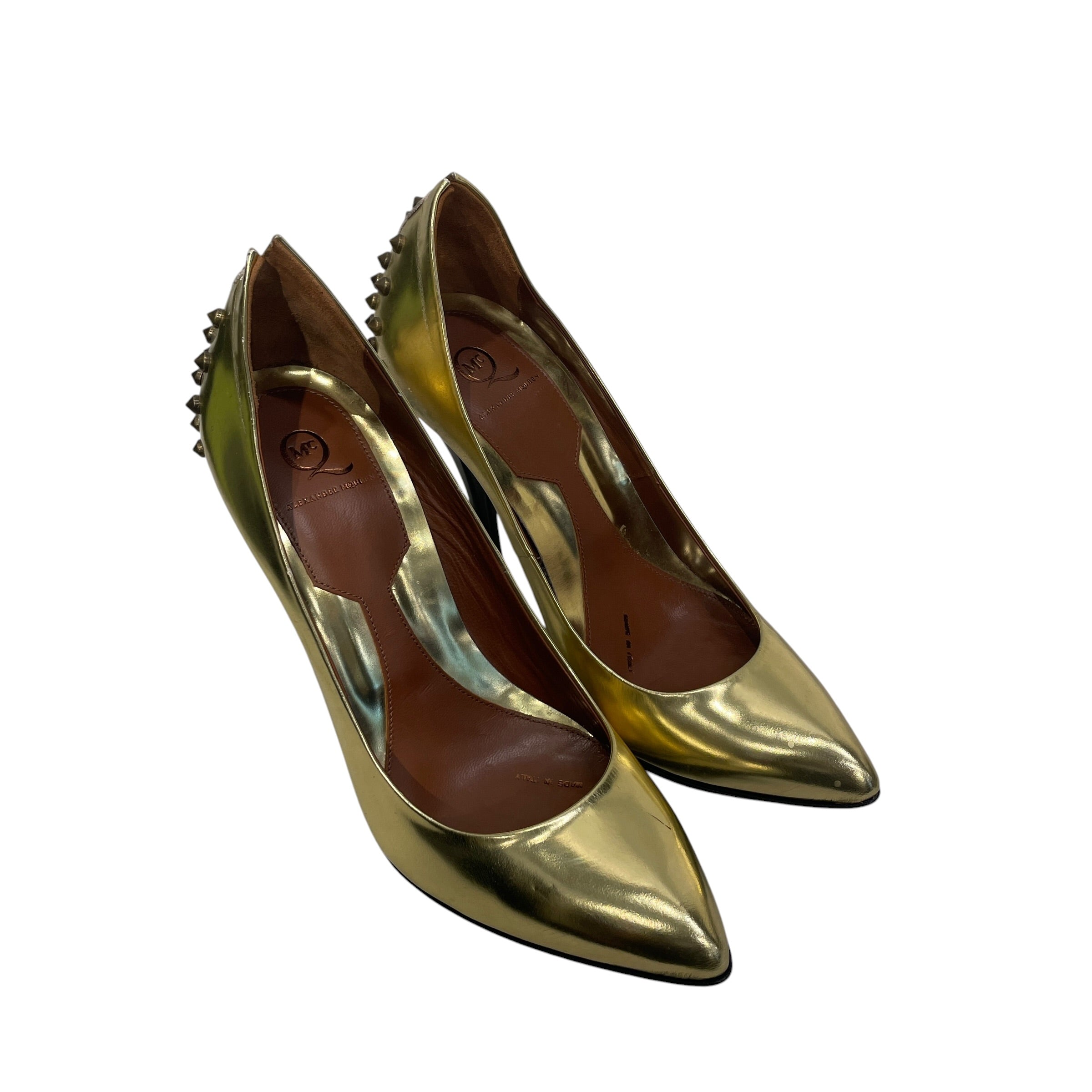 McQ Alexander McQueen/Heels/EU 38/Leather/GLD/V-Tip/SPIKED UPPER HEEL view 1