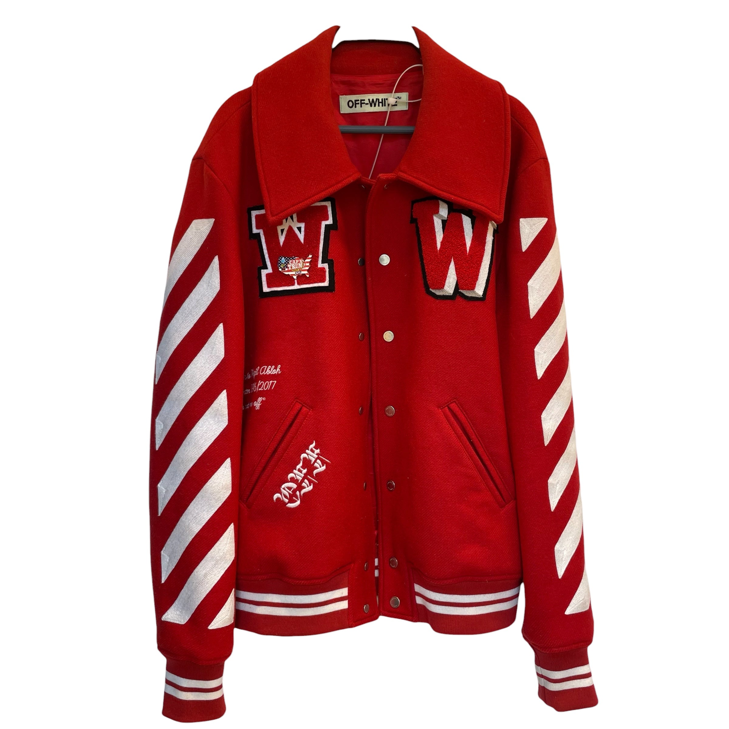 OFF-WHITE/Jacket/S/Cotton/RED/2016 varsity jacket/W/winter view 1