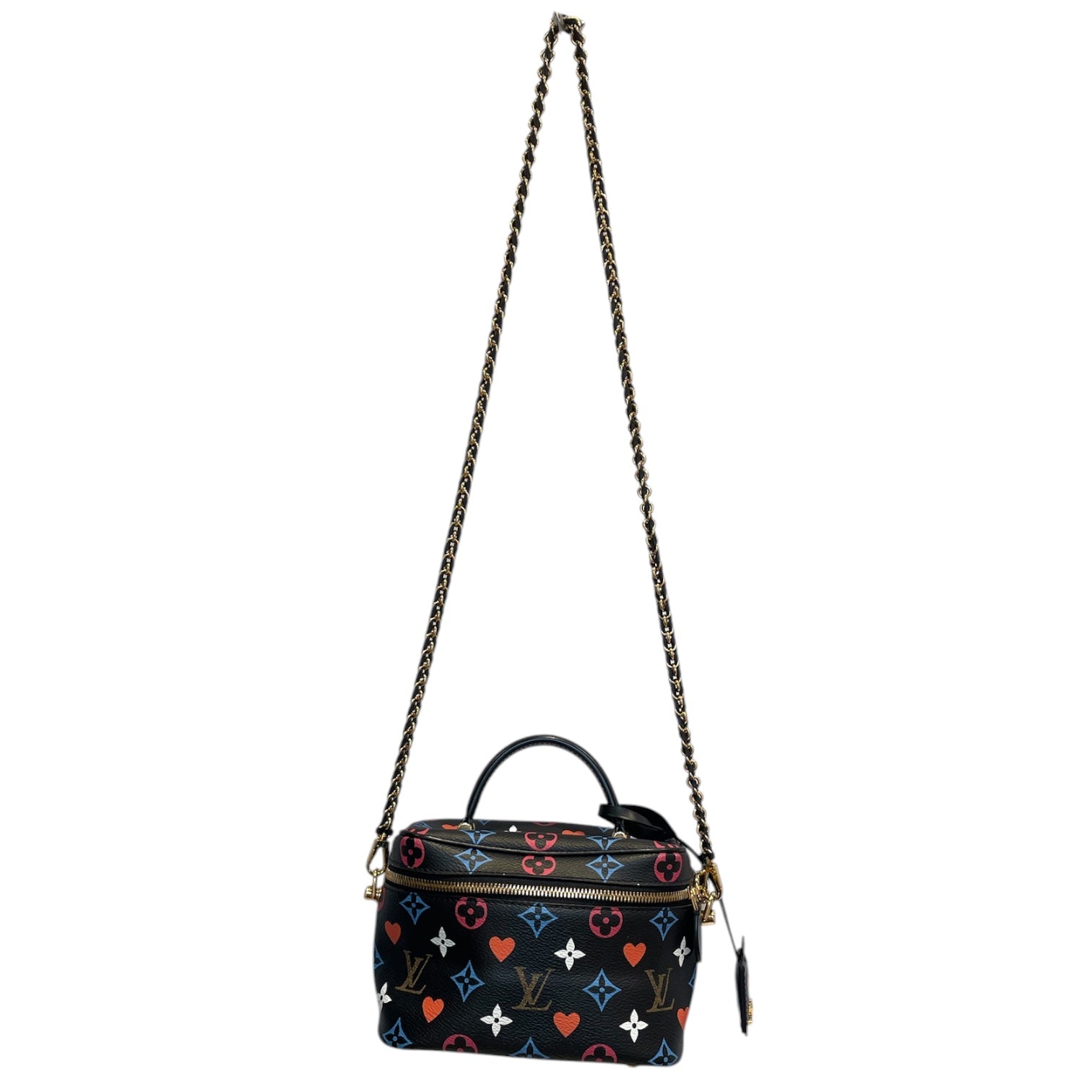 LOUIS VUITTON/Hand Bag/Monogram/Leather/BLK/BLU,ORG,RED ALL OVR view 1
