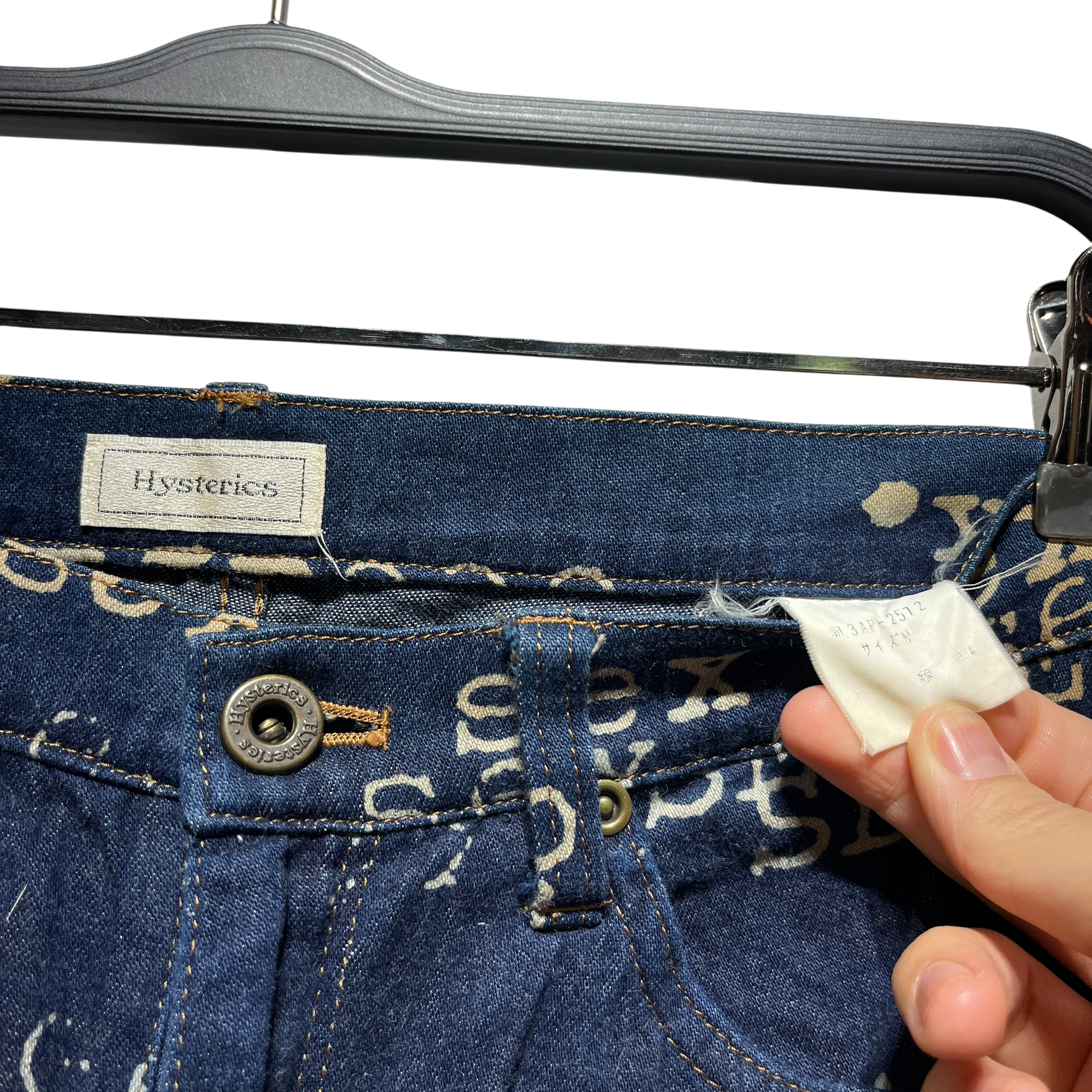HYSTERIC/Straight Pants/M/Denim/NVY/All Over Print/Fuck S*x printed botcut view 2