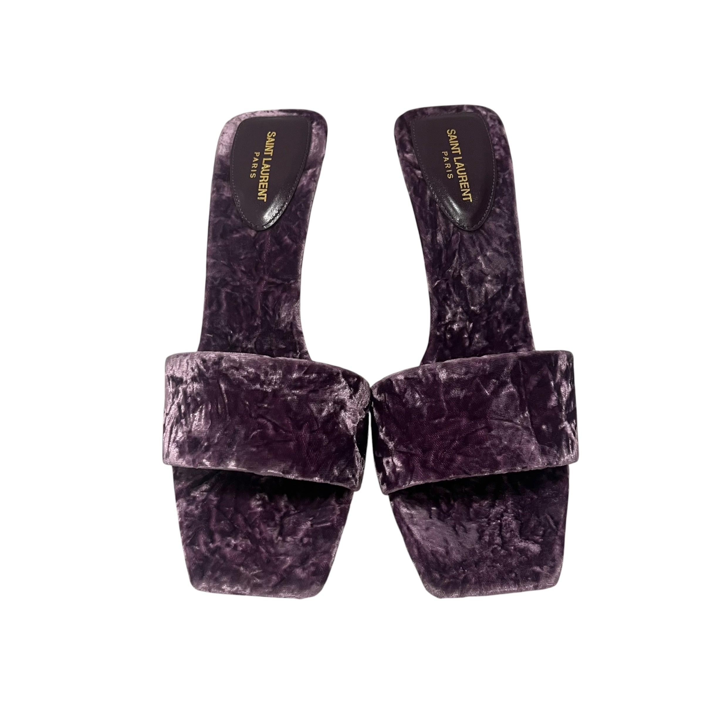 SAINT LAURENT/Heels/US 8.5/Velour/PPL/Open-Toe/CRUSHED VELVET SANDAL view 3