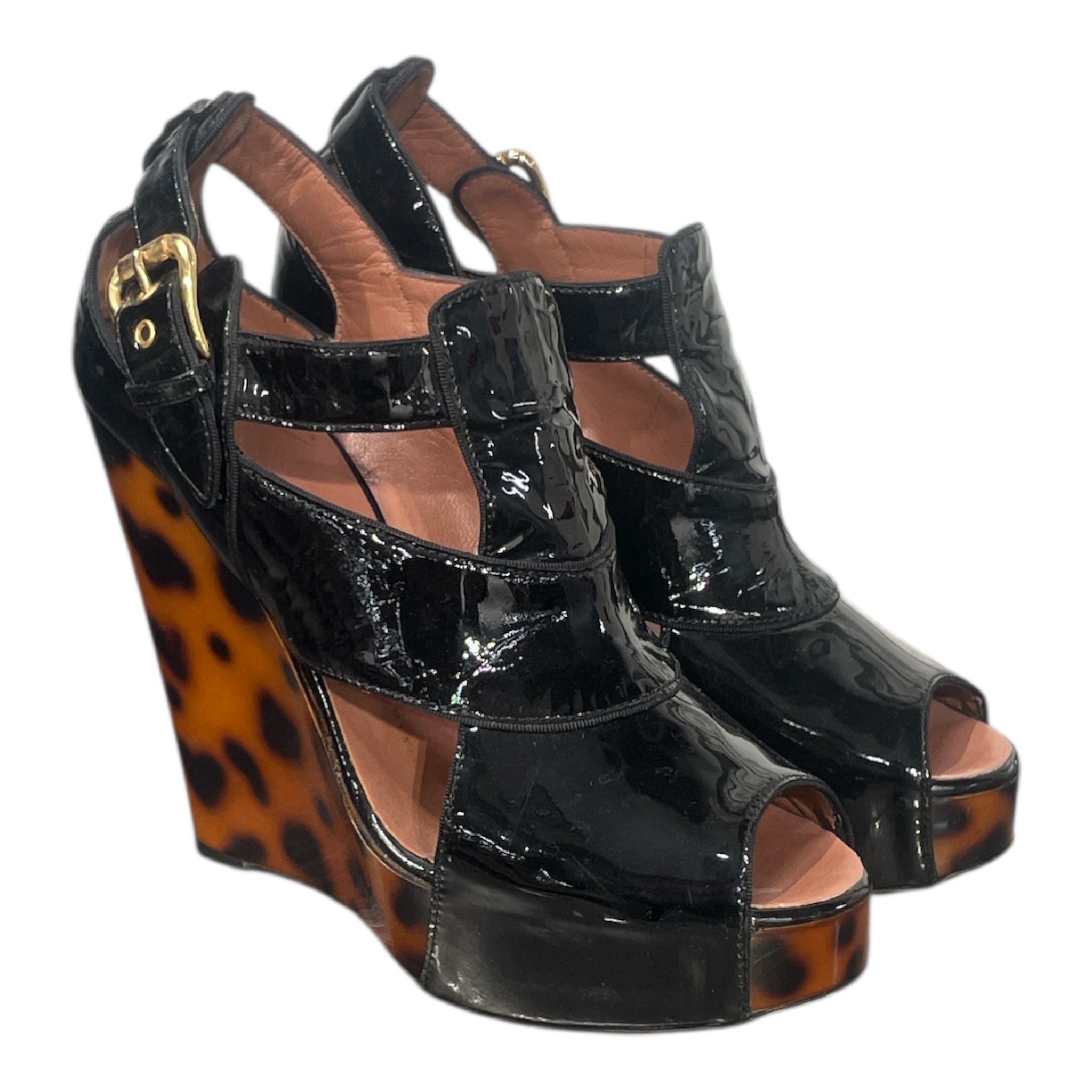 GIUSEPPE ZANOTTI DESIGN/Heels/EU 37.5/Leopard/Leather/BLK/Patent/Patent Leopard view 1