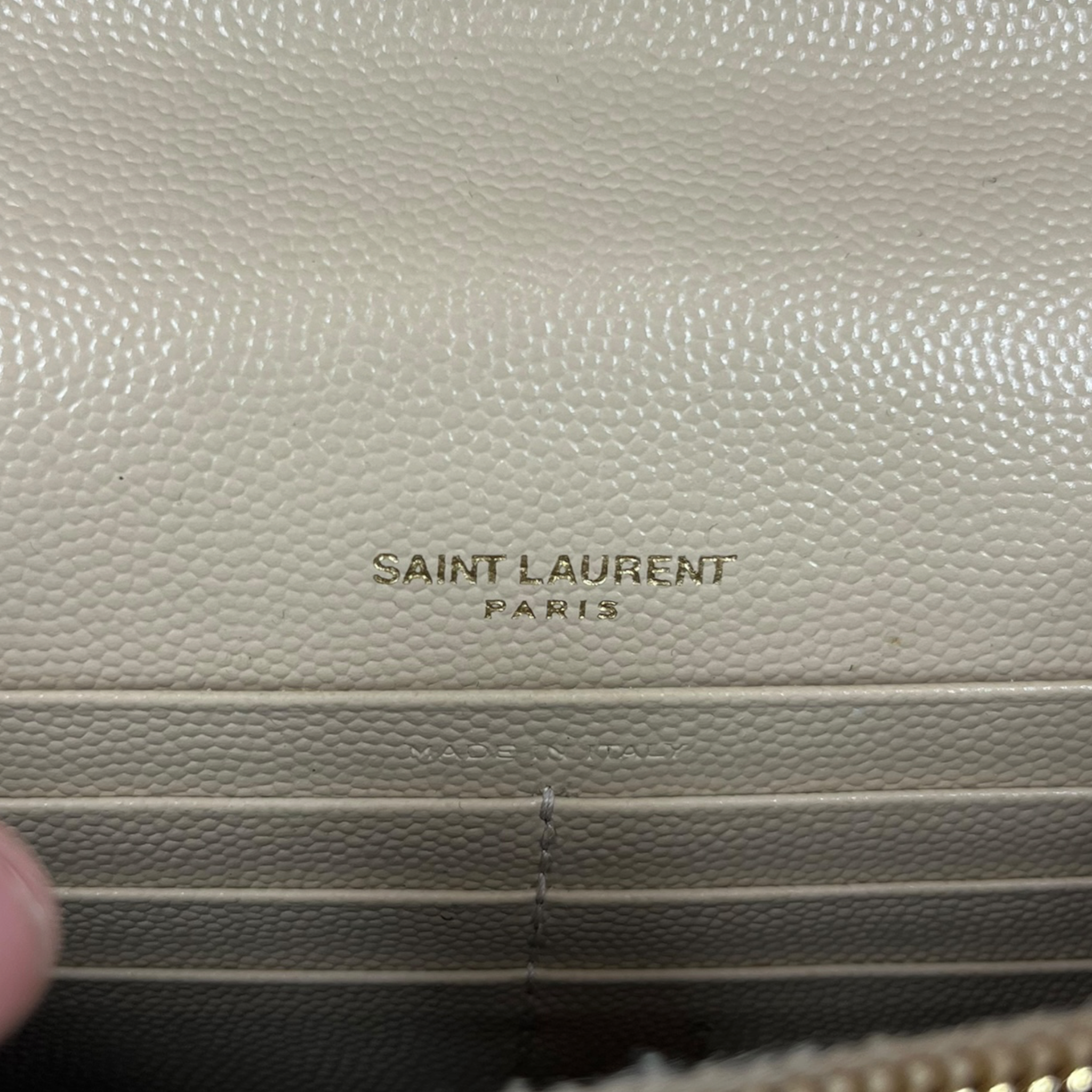 YVES SAINT LAURENT/Cross Body Bag/Leather/CRM/ENVELOPE BAG W/GOLD CHAIN view 4