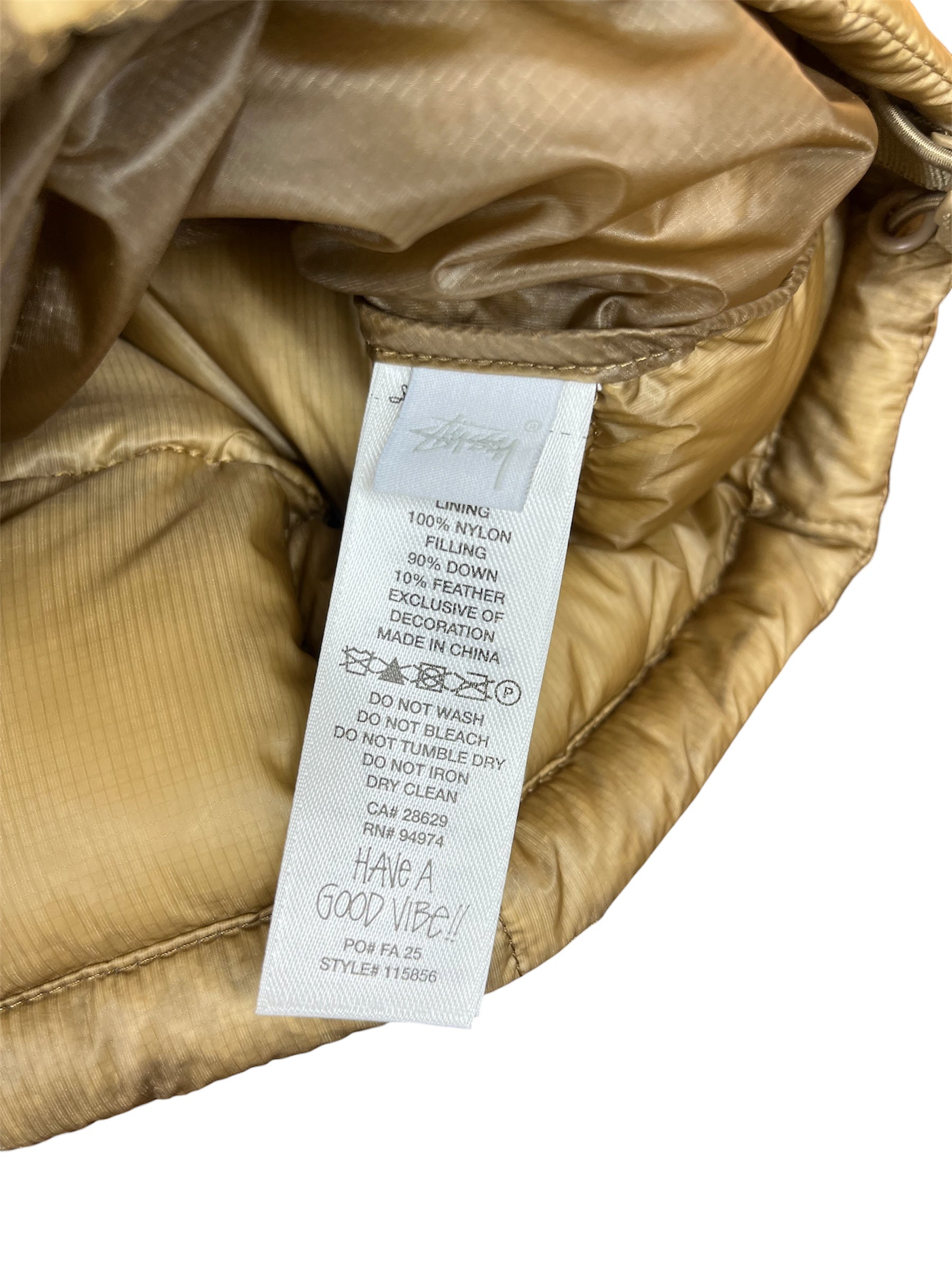 STUSSY/Puffer Jkt/L/Nylon/KHK/MIDWEIGHT HOODED PUFFER view 4