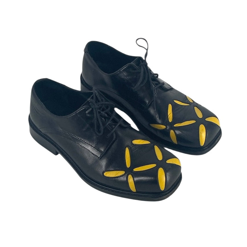 STEFAN COOKE/Dress Shoes/EU 40/Leather/BLK/YELLOW CUTOUT DERBY view 1