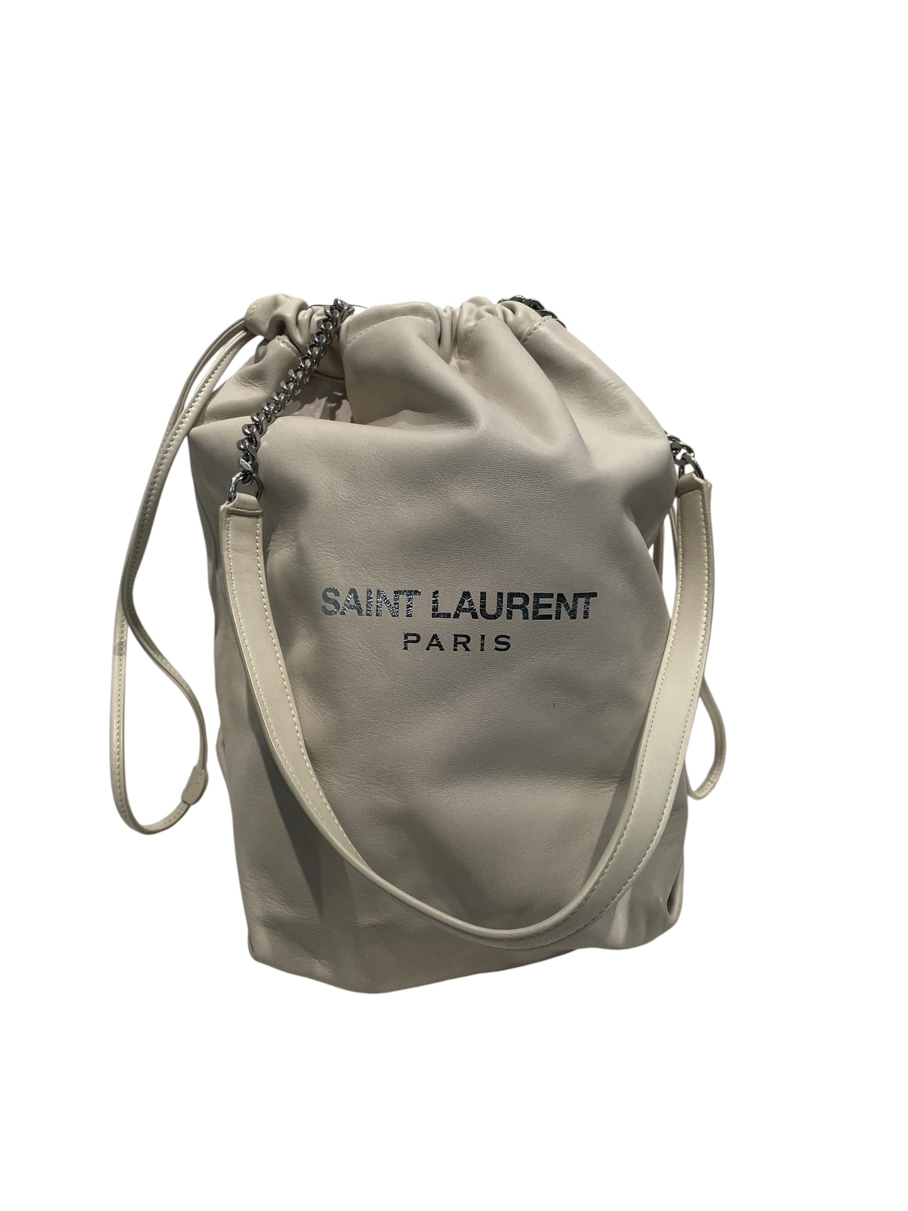 YVES SAINT LAURENT/Pouch/Leather/CRM/TEDDY DRAWSTRING view 1