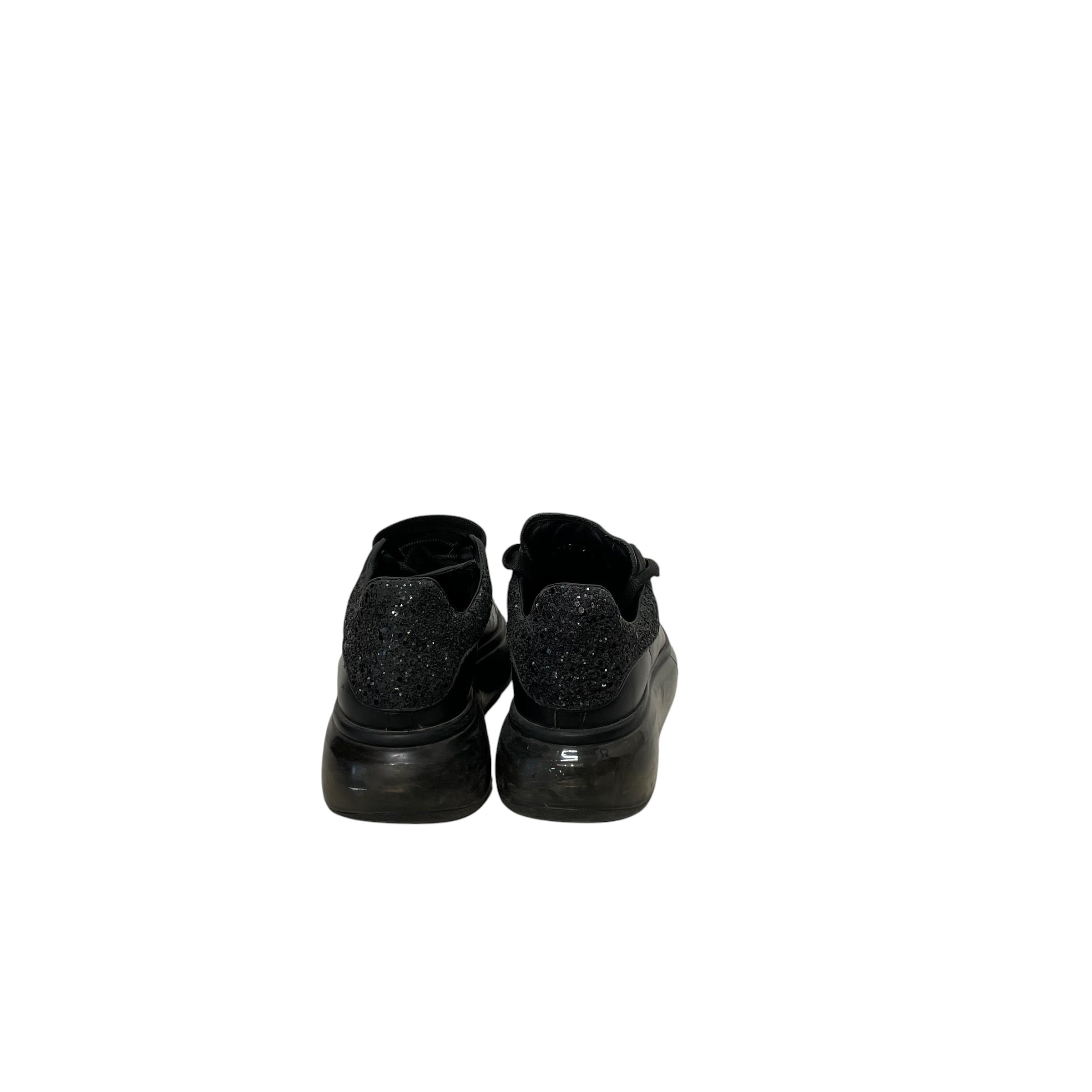Alexander McQueen/Low-Sneakers/EU 37/Leather/BLK/OVERSIZED GLITTER view 3
