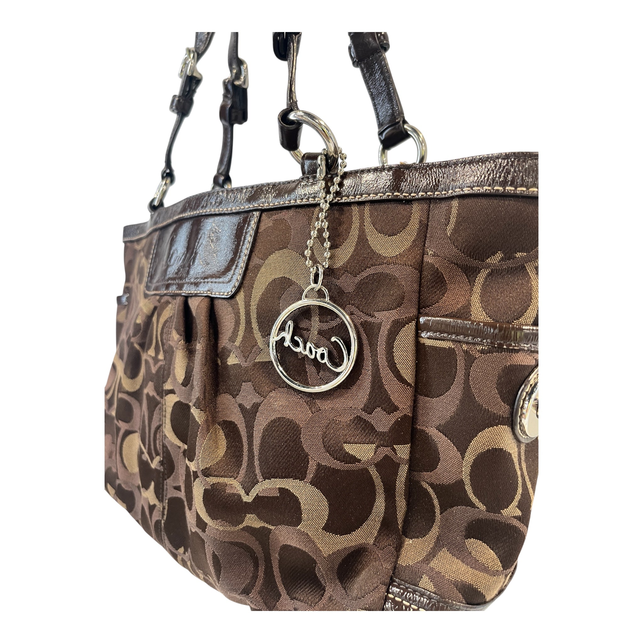 COACH/Tote Bag/Monogram/BRW/GALLERY TOTE TURNLOCK view 3