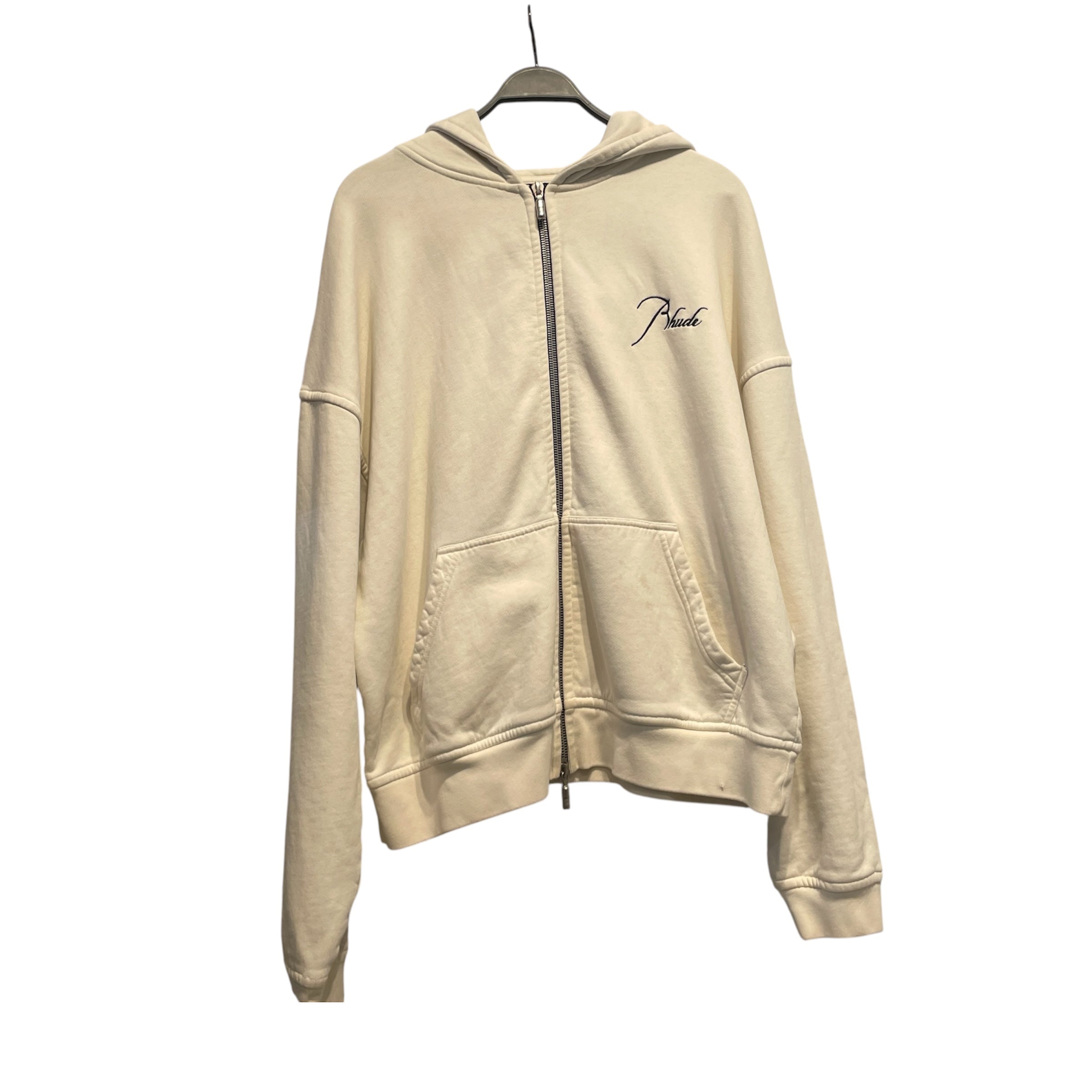 RHUDE/Zip Up Hoodie/L/Cotton/CRM/ view 1