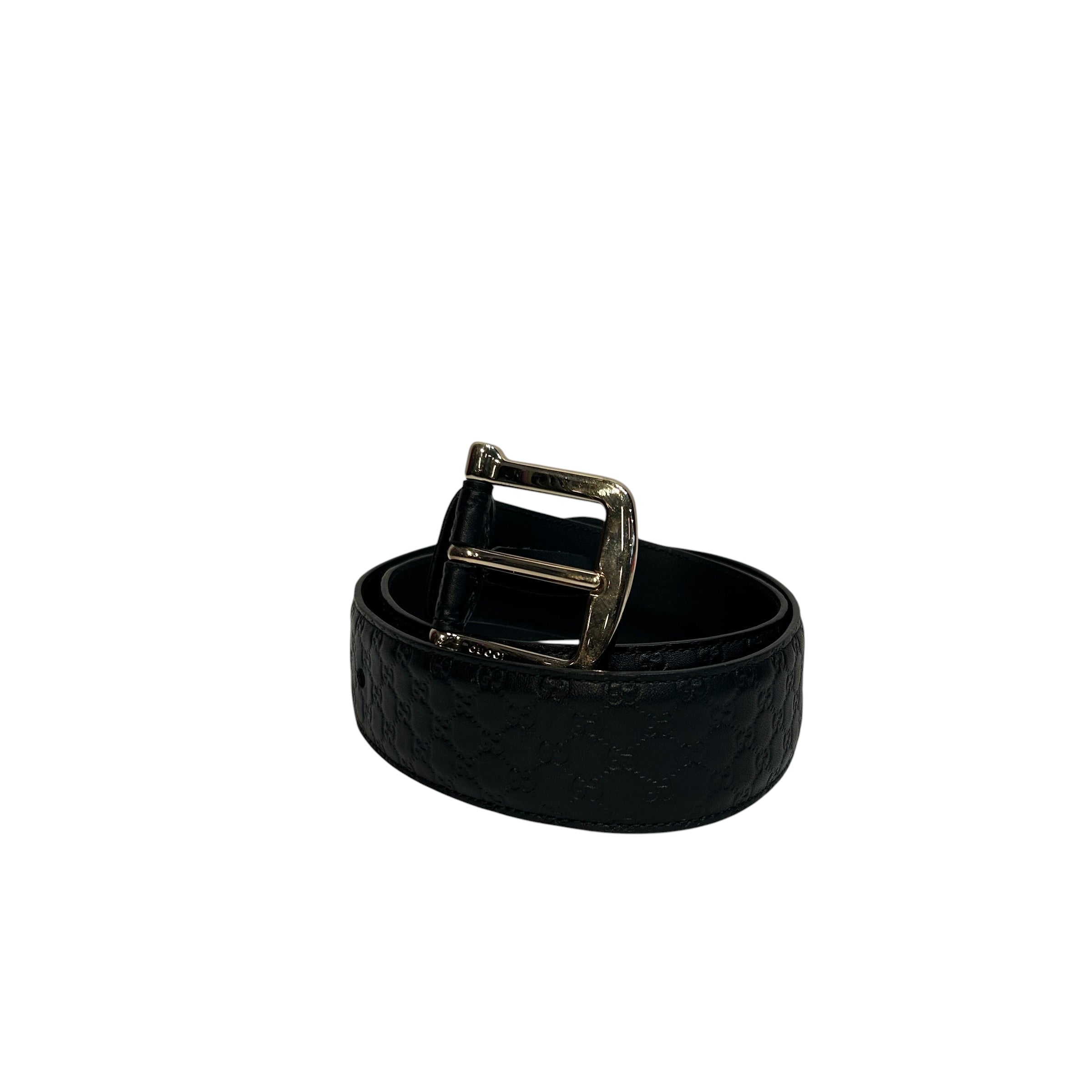 GUCCI/Belt/Monogram/Leather/BLK/M's/Guccissima Belt in Silver view 1