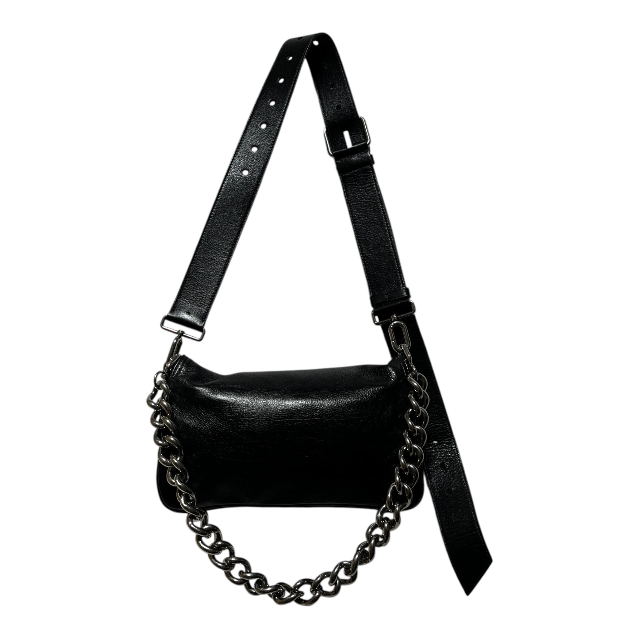 BALENCIAGA/Cross Body Bag/Leather/BLK/FLAP BAG view 3