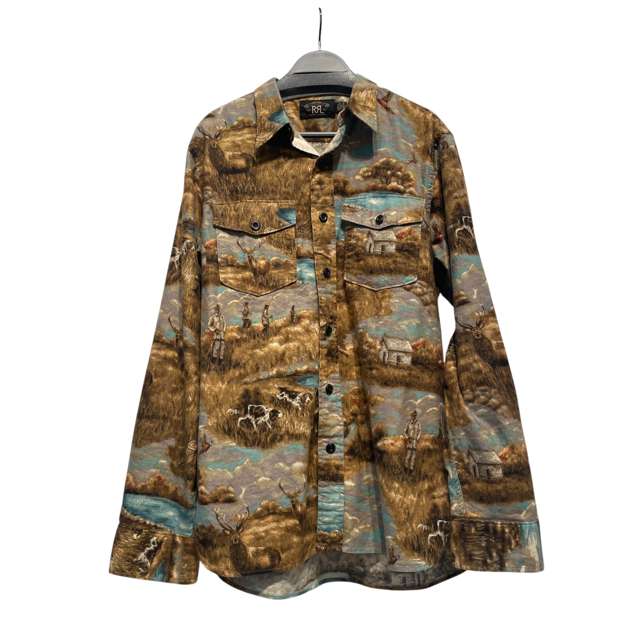 RRL/LS Shirt/M/Cotton/CML/All Over Print/deer view 1
