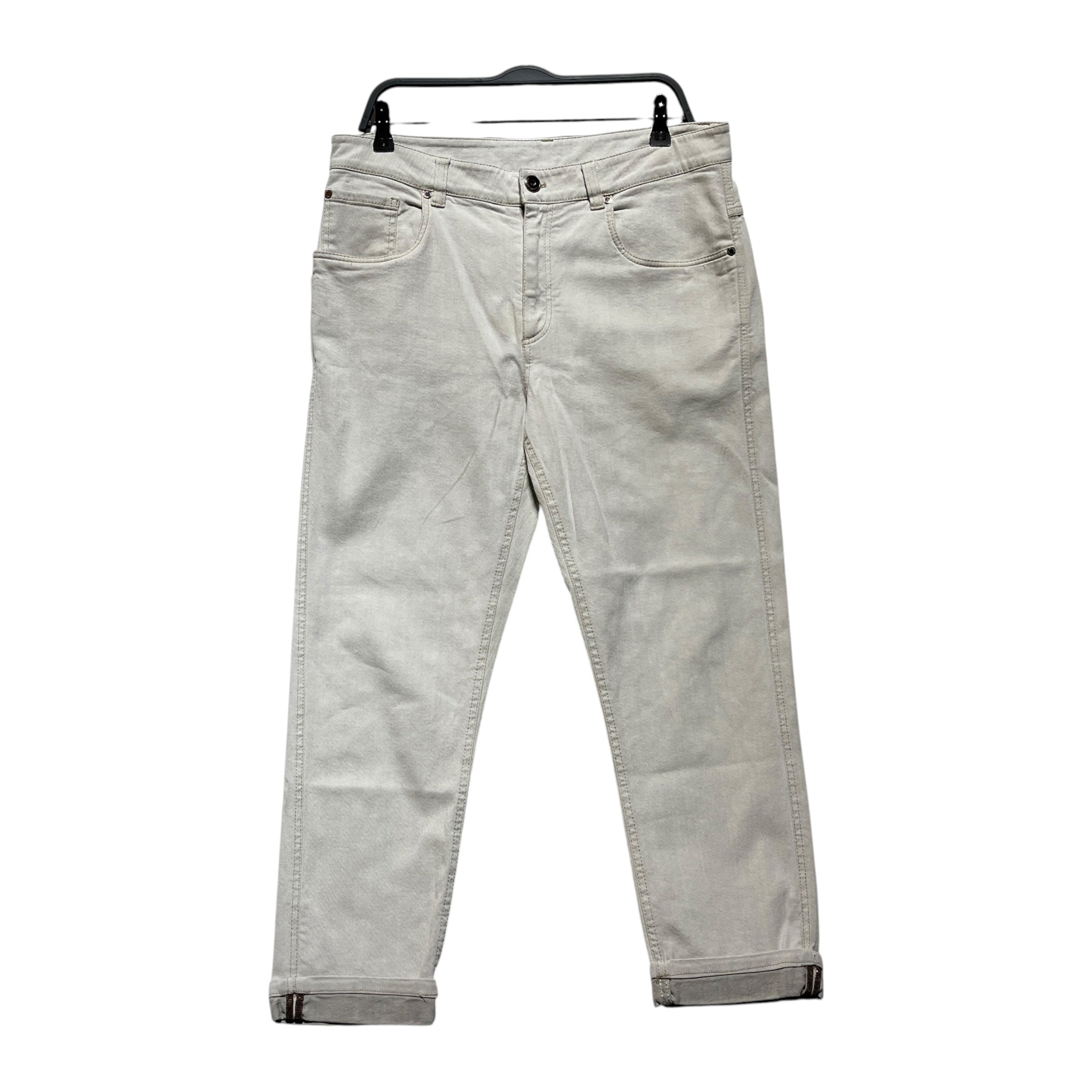 BRUNELLO CUCINELLI/Skinny Pants/8/Cotton/WHT/orange stitch view 1