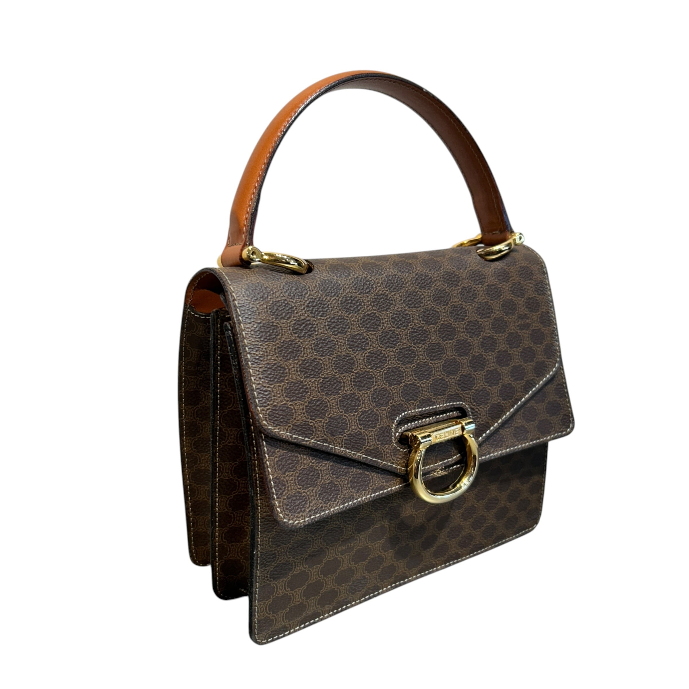 CELINE/Hand Bag/Monogram/Leather/BRW/MACADAM DOUBLE FLAP view 7