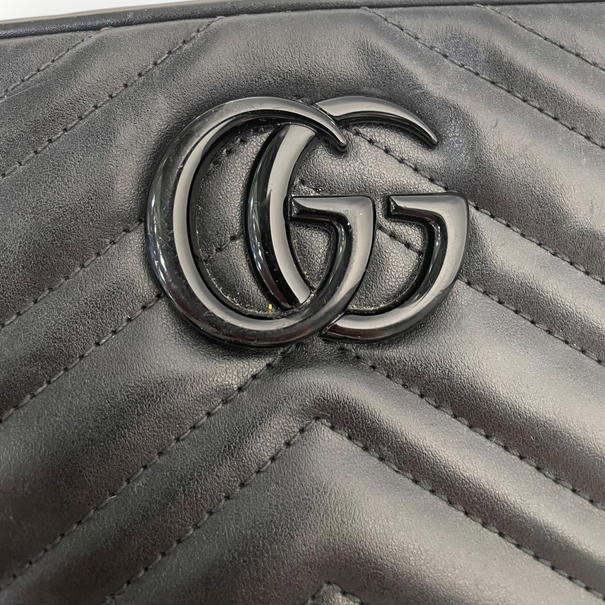 GUCCI/Cross Body Bag/Leather/BLK/QUILTED MARMONT view 4