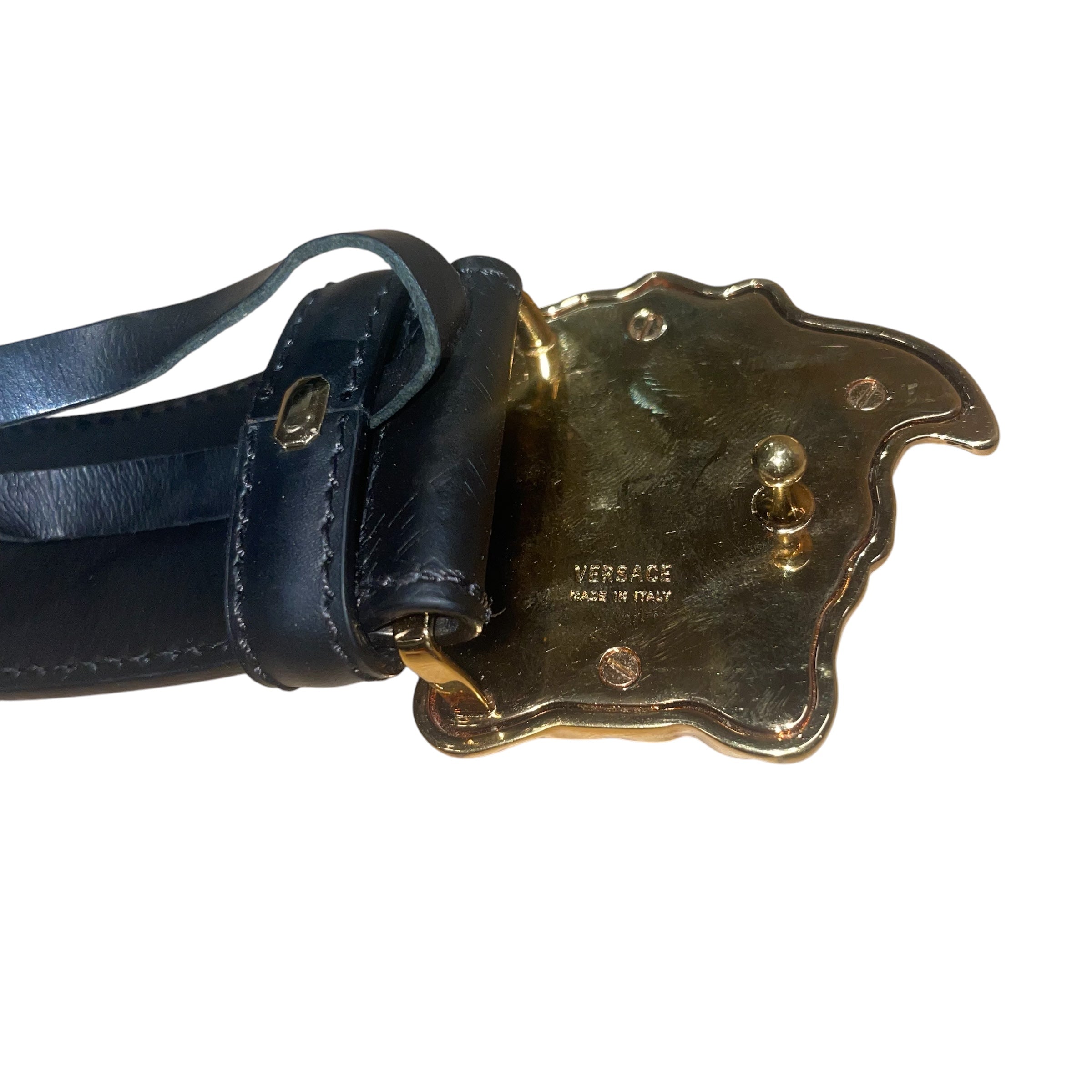 VERSACE/Belt/Leather/BLK/MONOGRAM HOUSE LOGO view 3