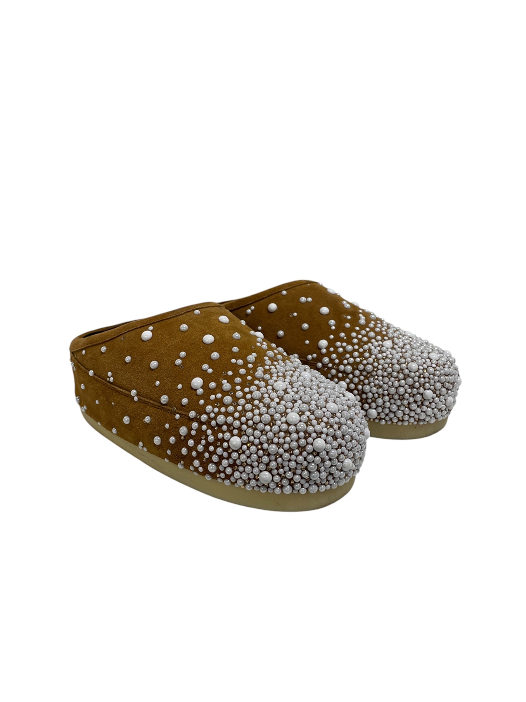 MOON BOOT/Low-Sneakers/US 10/Suede/CML/WHITE PEARL DOT ALL OVR view 1