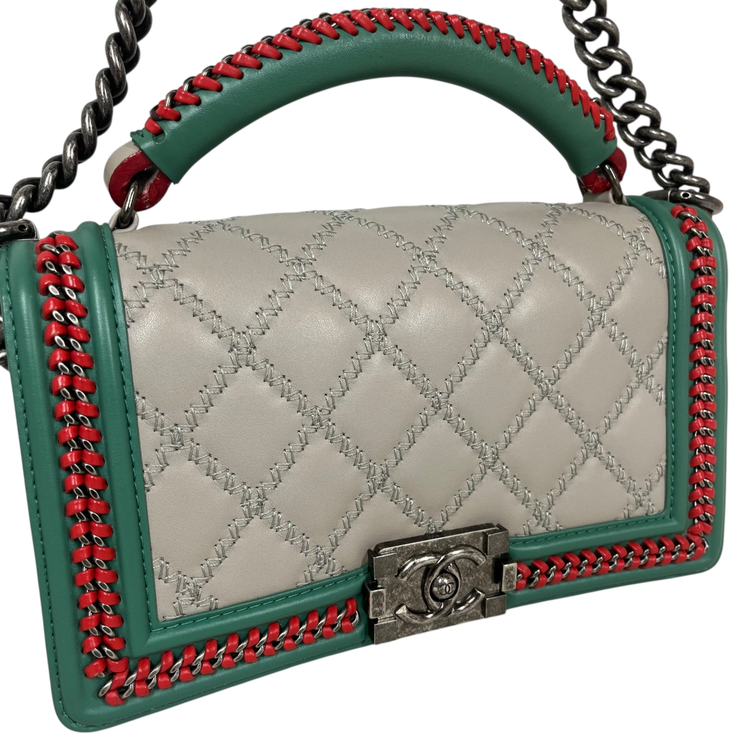 CHANEL/Cross Body Bag/Leather/GRY/Paris Salzburg Green/Red view 6
