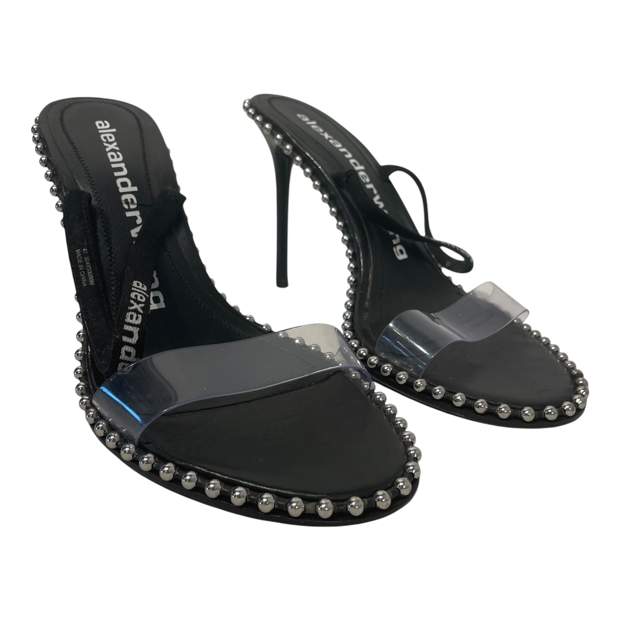 Alexander Wang/Heels/EU 41/Leather/BLK/ALEXANDER WANG SILV BEAD HEELS view 1
