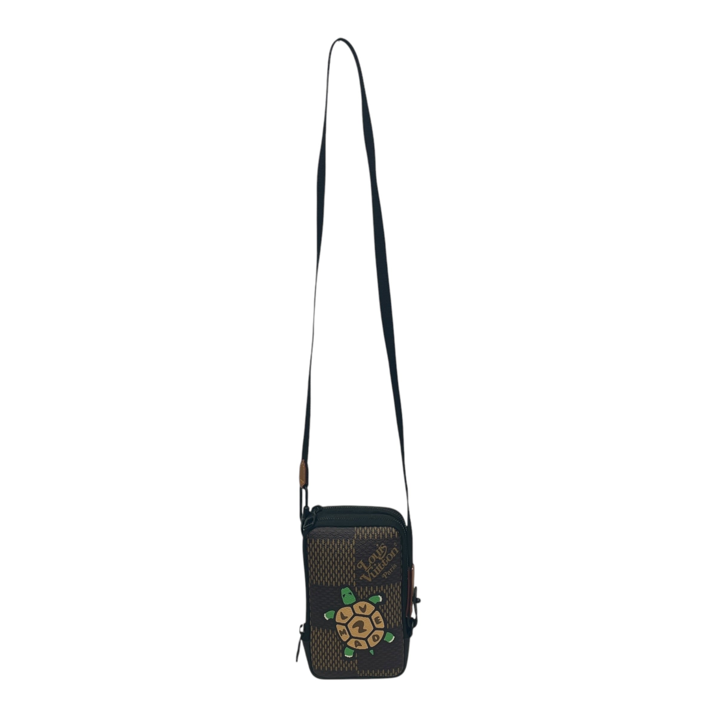 LOUIS VUITTON/Cross Body Bag/Graphic/Leather/BRW/NIGO DOUBLE PHONE POUCH view 1