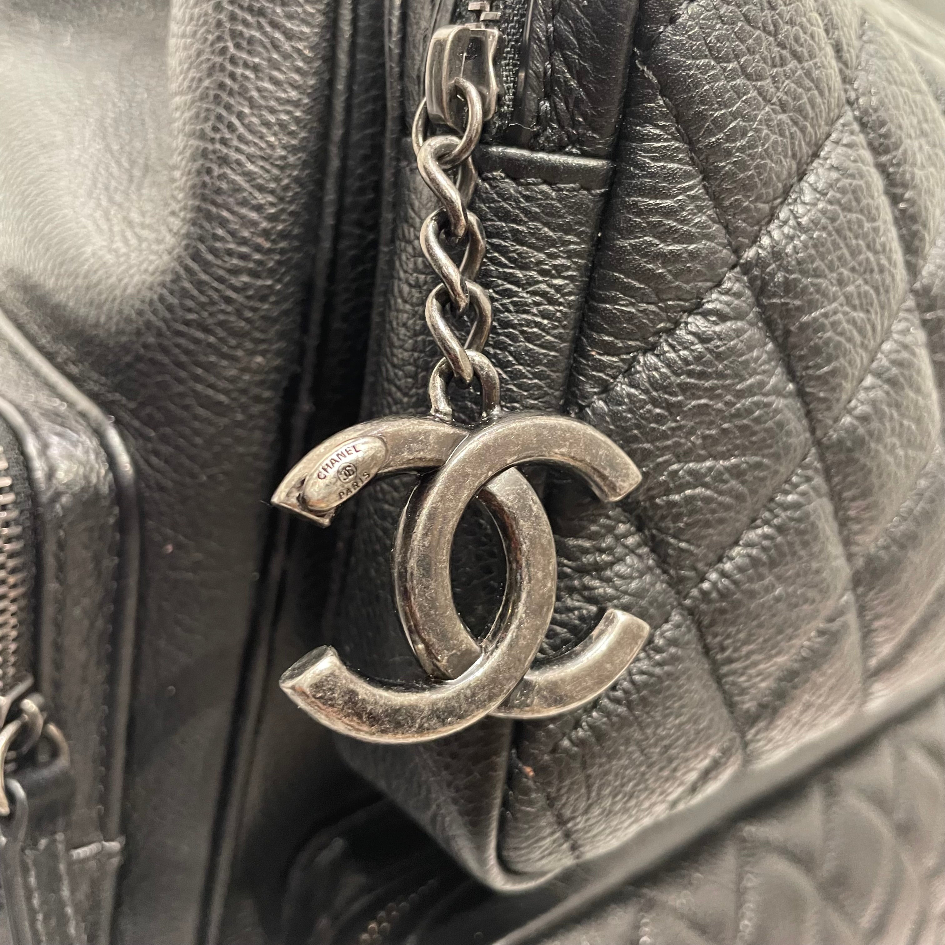 CHANEL/Backpack/Leather/BLK/casual rock airline back pack view 6