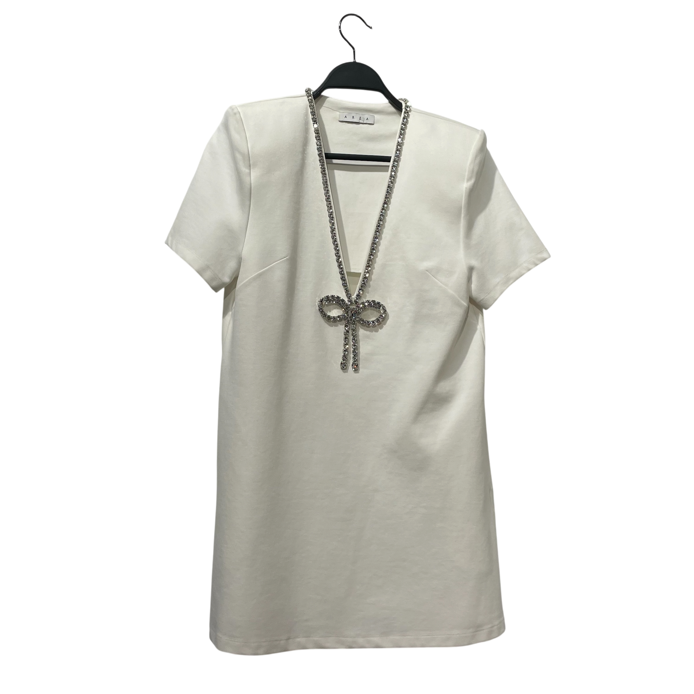 AREA/SL Dress/XS/Cotton/WHT/CRYSTAL BOW view 1