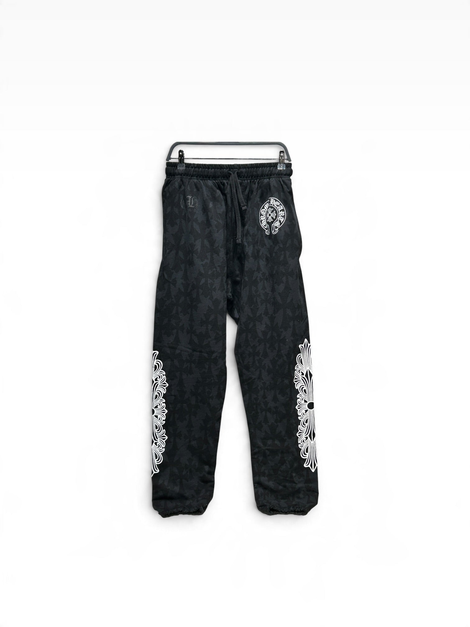 CHROME HEARTS/Pants/L/Cotton/BLK/All Over Print/cemetary cross all over view 1