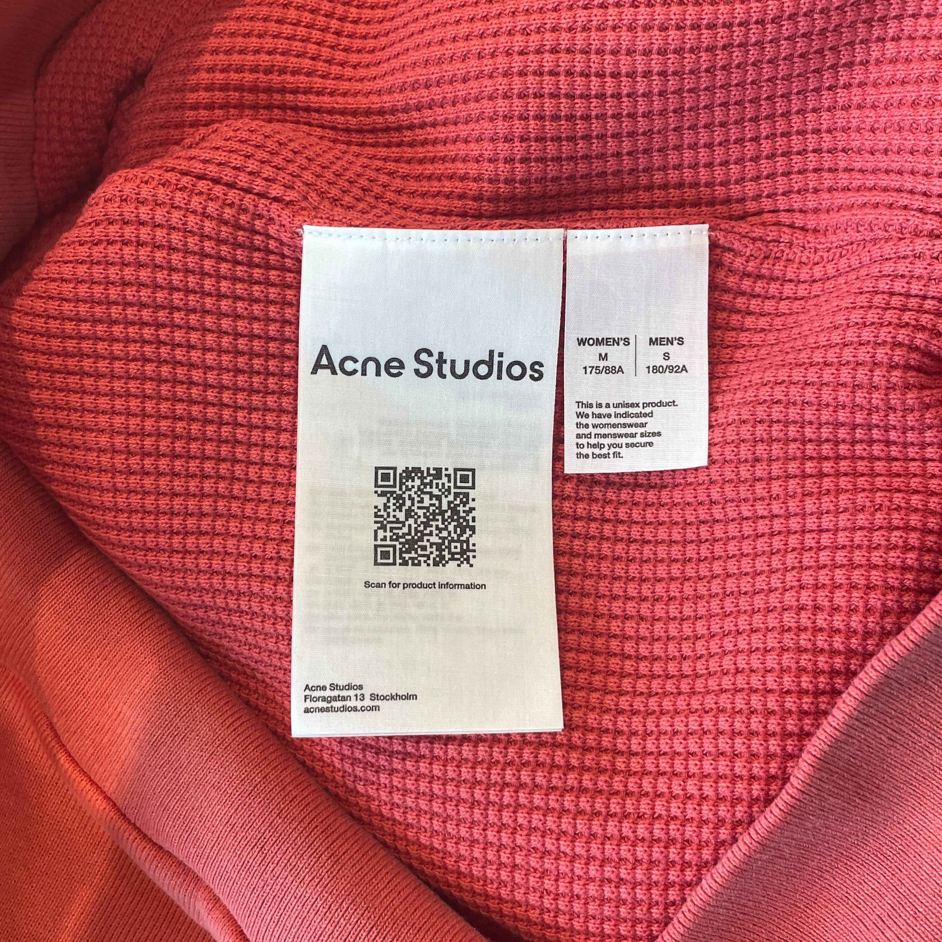 Acne Studios/Zip Up Hoodie/S/M/Cotton/PNK/THERMAL LINE SALMON PINK ZIPUP view 4