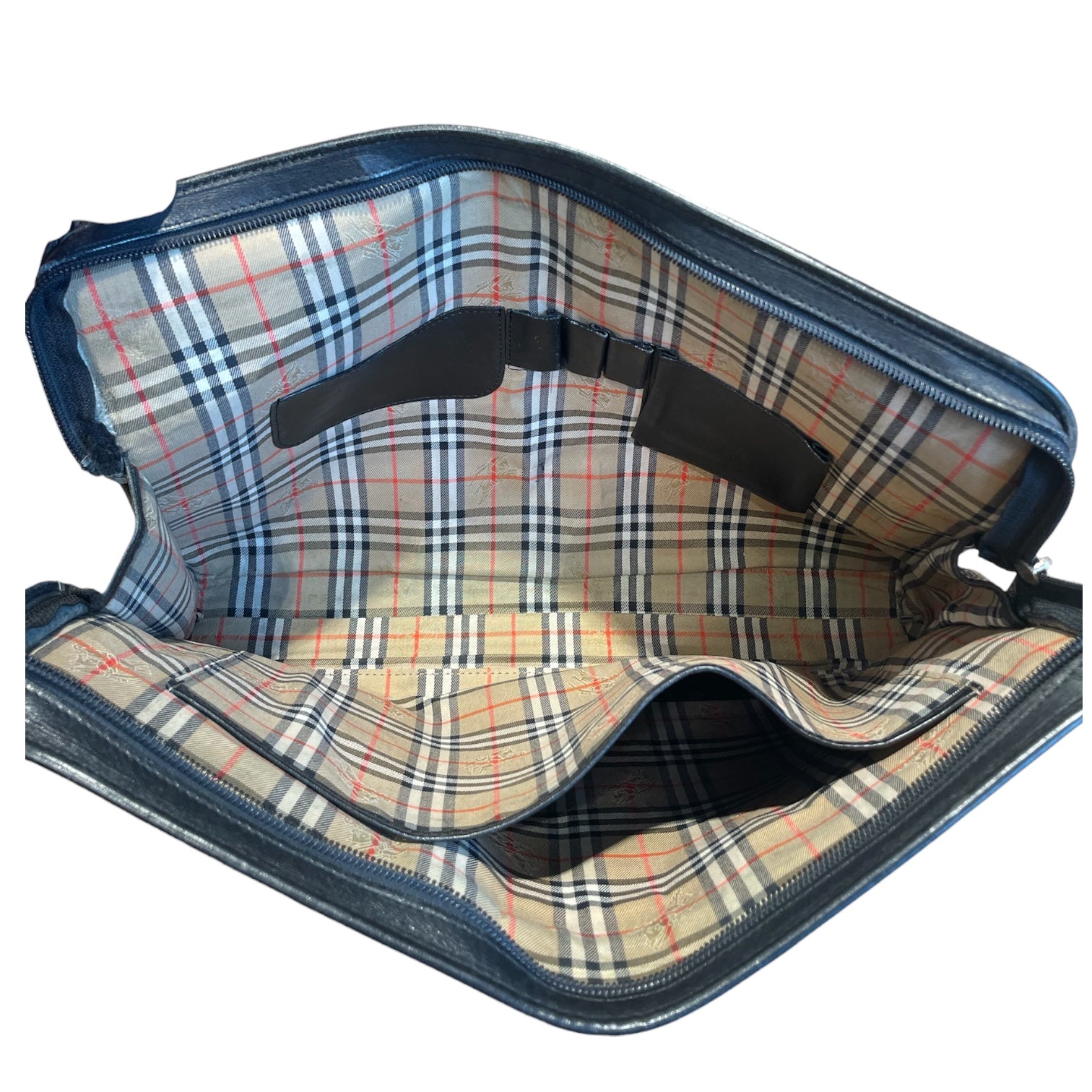 BURBERRYS/Clutch Bag/Leather/BLK/house stripes inside linen view 4