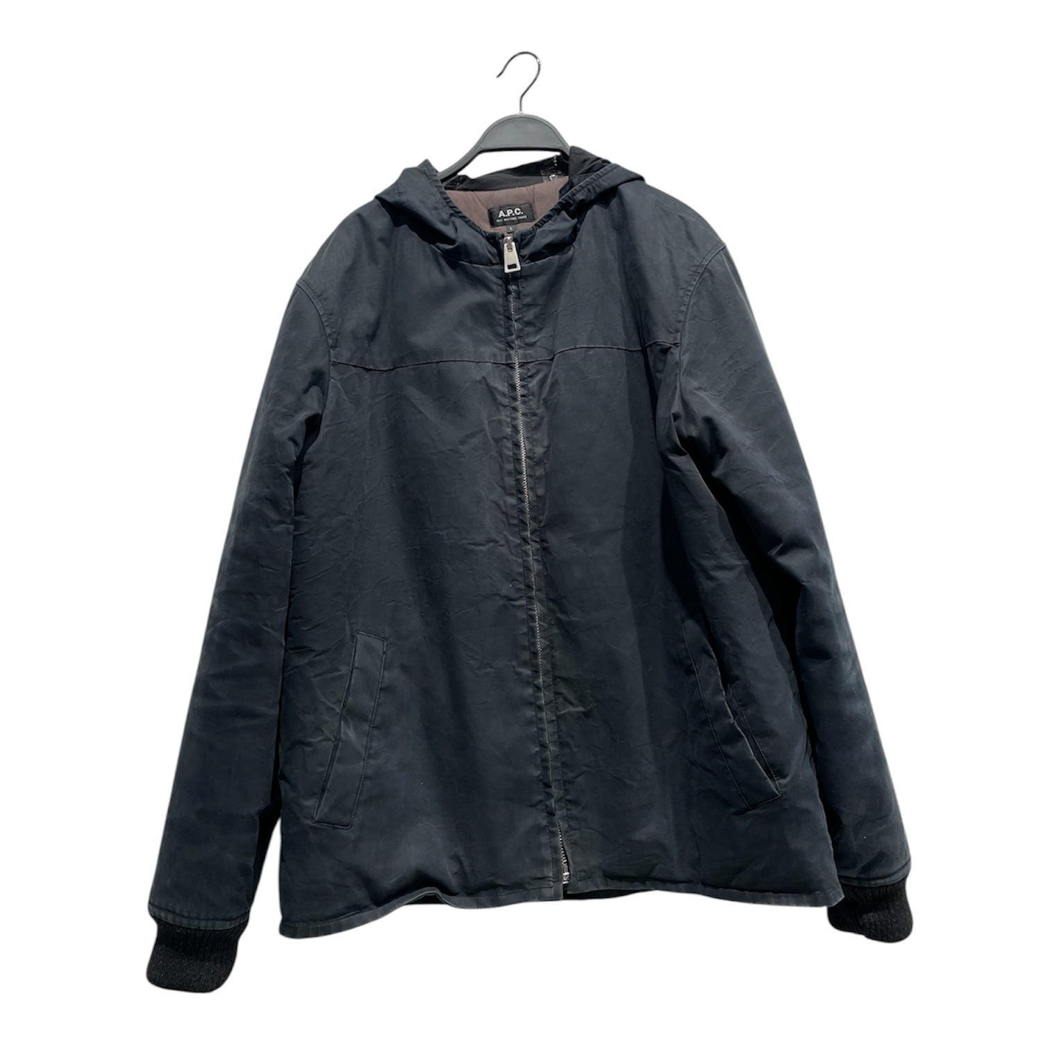 A.P.C./Jacket/L/Cotton/BLK/water resistant zip hooded jkt view 1