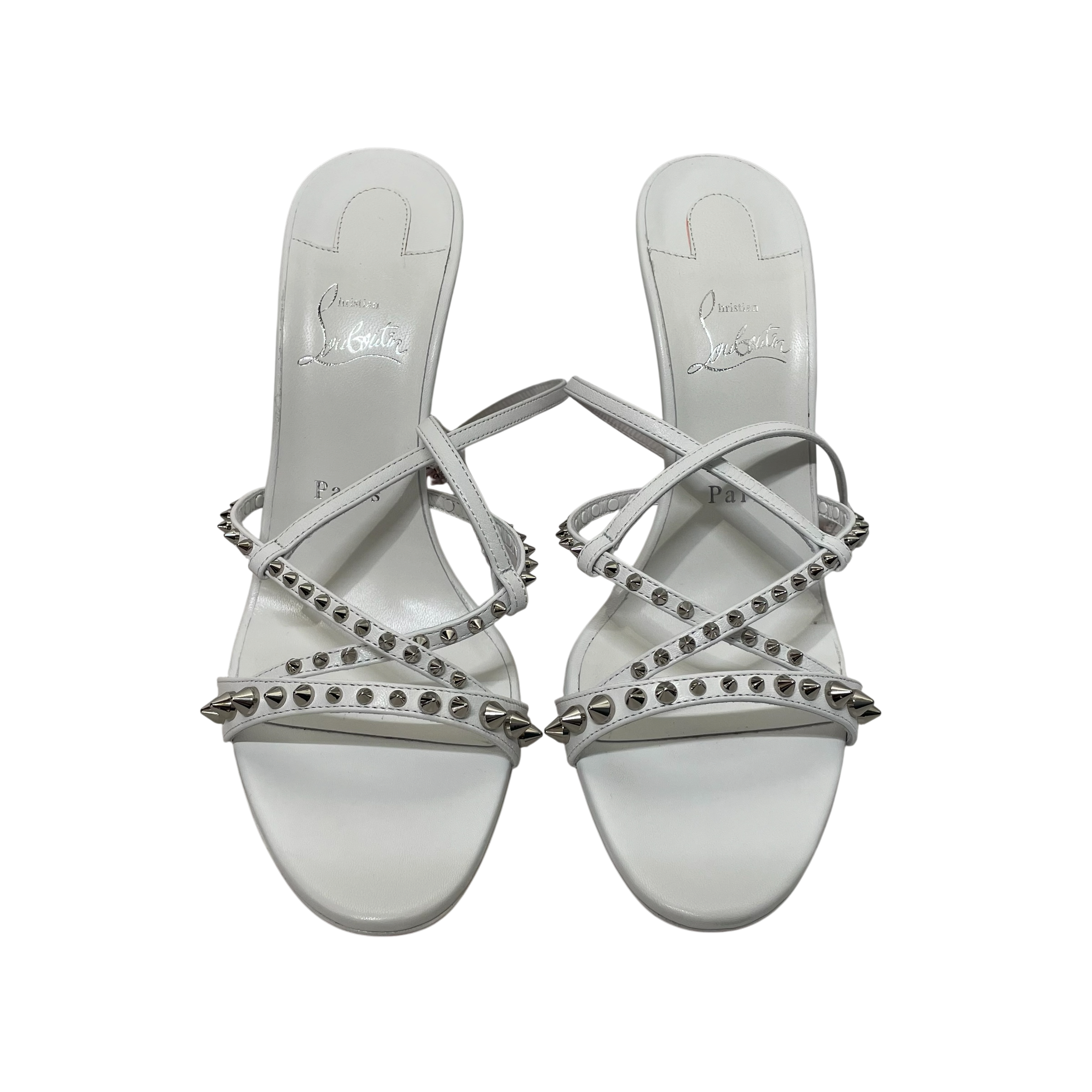 Christian Louboutin/Heels/EU 40/Leather/WHT/stud heels view 1
