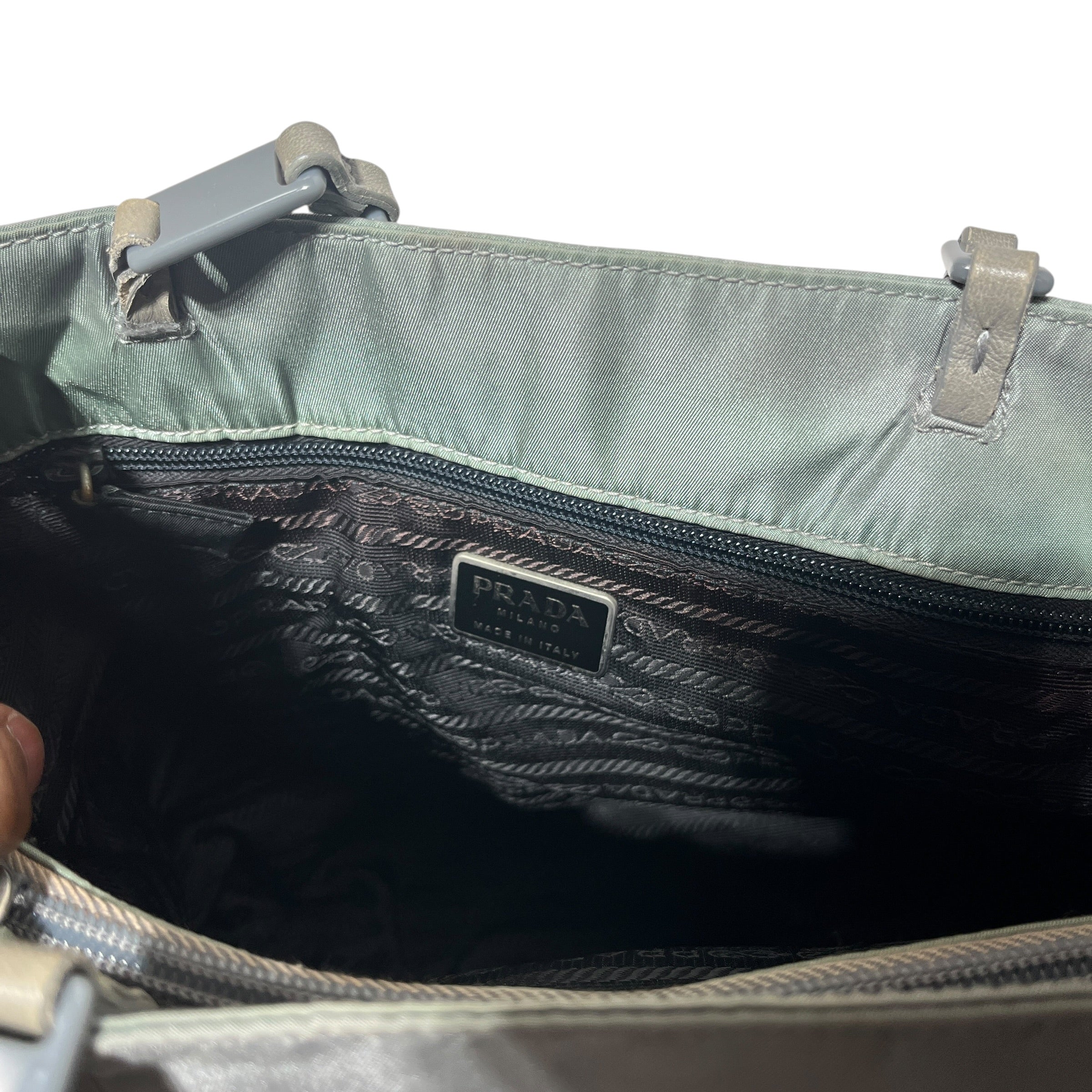 PRADA/Hand Bag/Nylon/GRY/Chain Straps Tote Quilted view 4