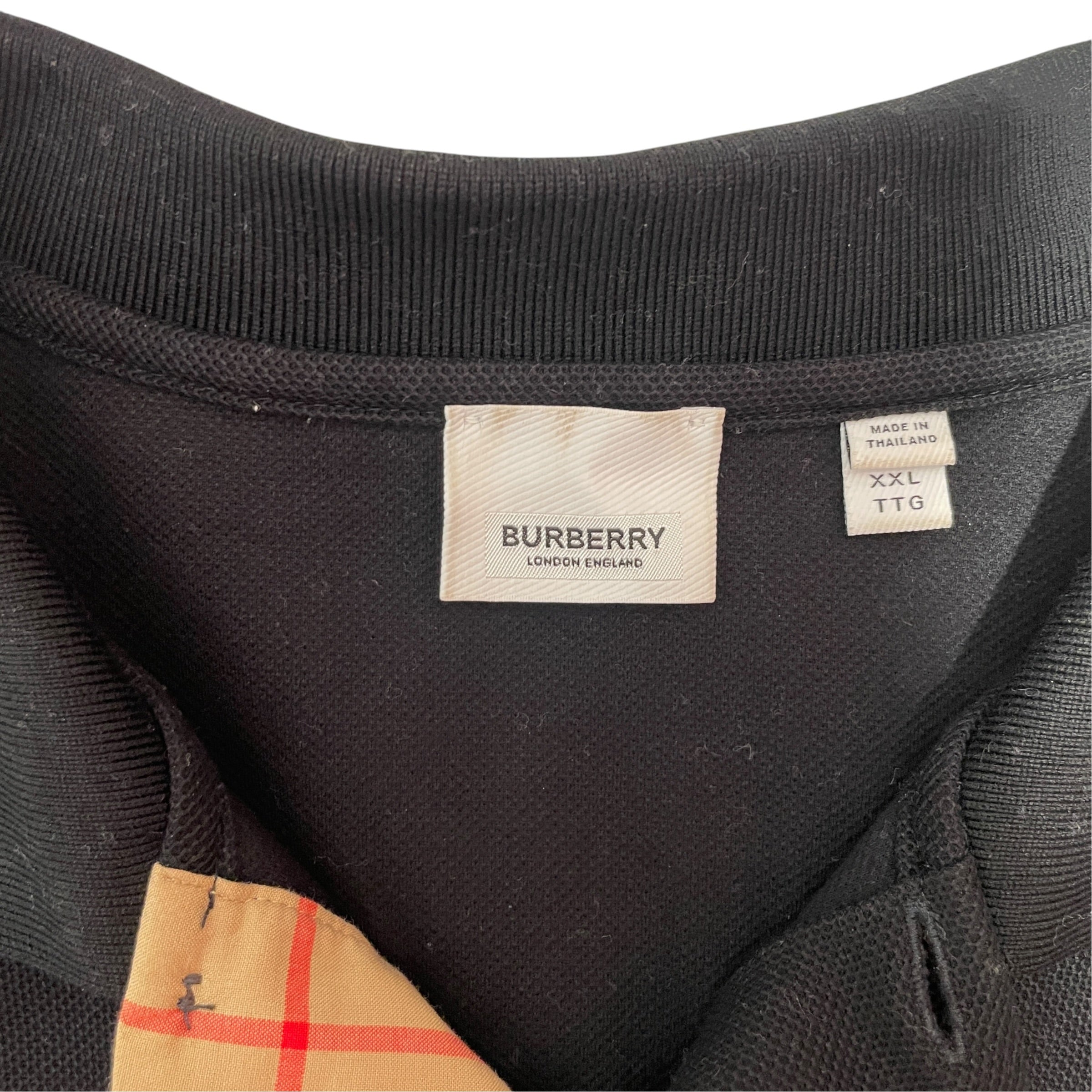 BURBERRY LONDON/Henleyneck CS/XXL/Cotton/BLK/eddie polo check pattern colla view 3