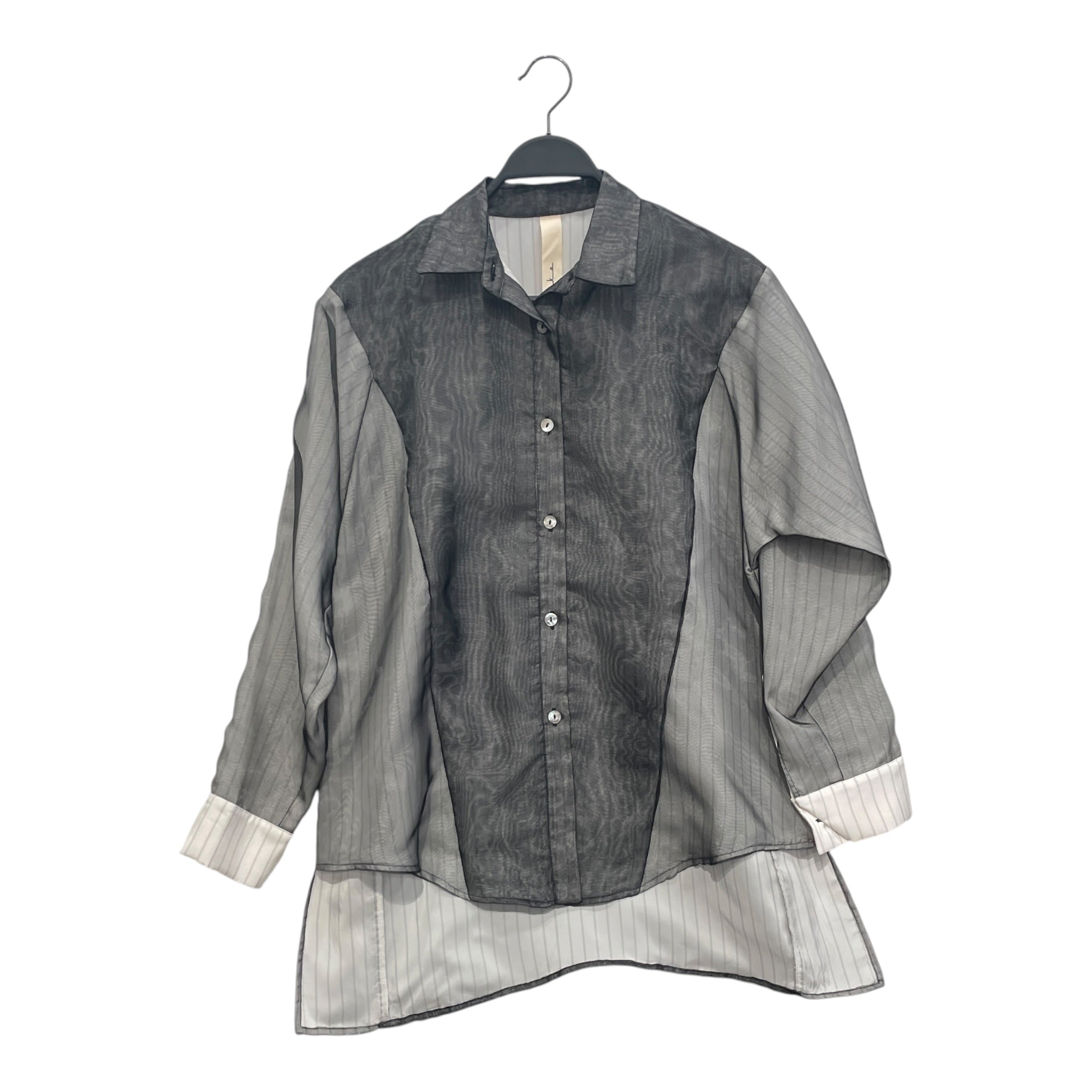 REPLIKA/LS Shirt/38/Polyester/GRY/Stripe/TRANSLUCENT OVERLAY view 1