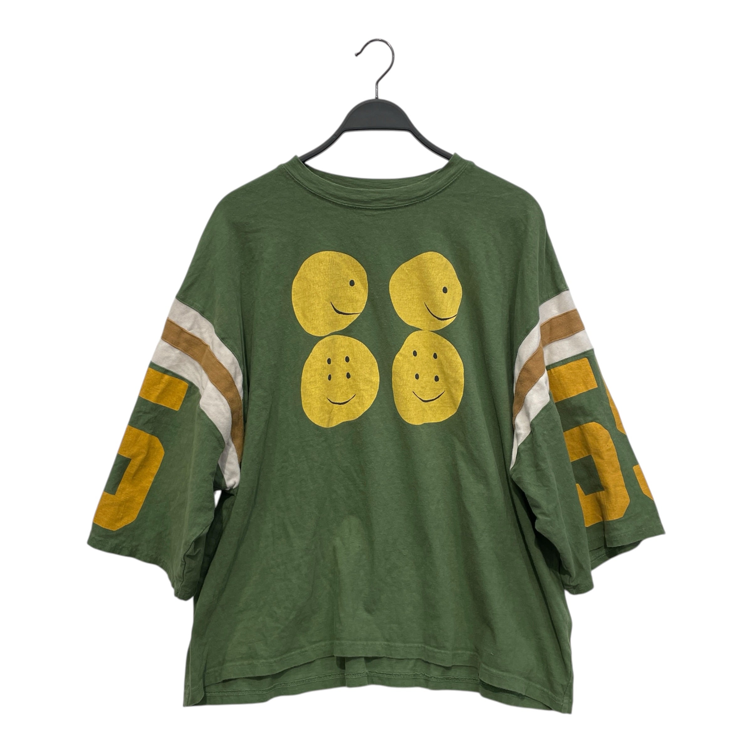 KAPITAL/T-Shirt/1/Cotton/GRN/SMILEY SLEEVE STRIPE view 1