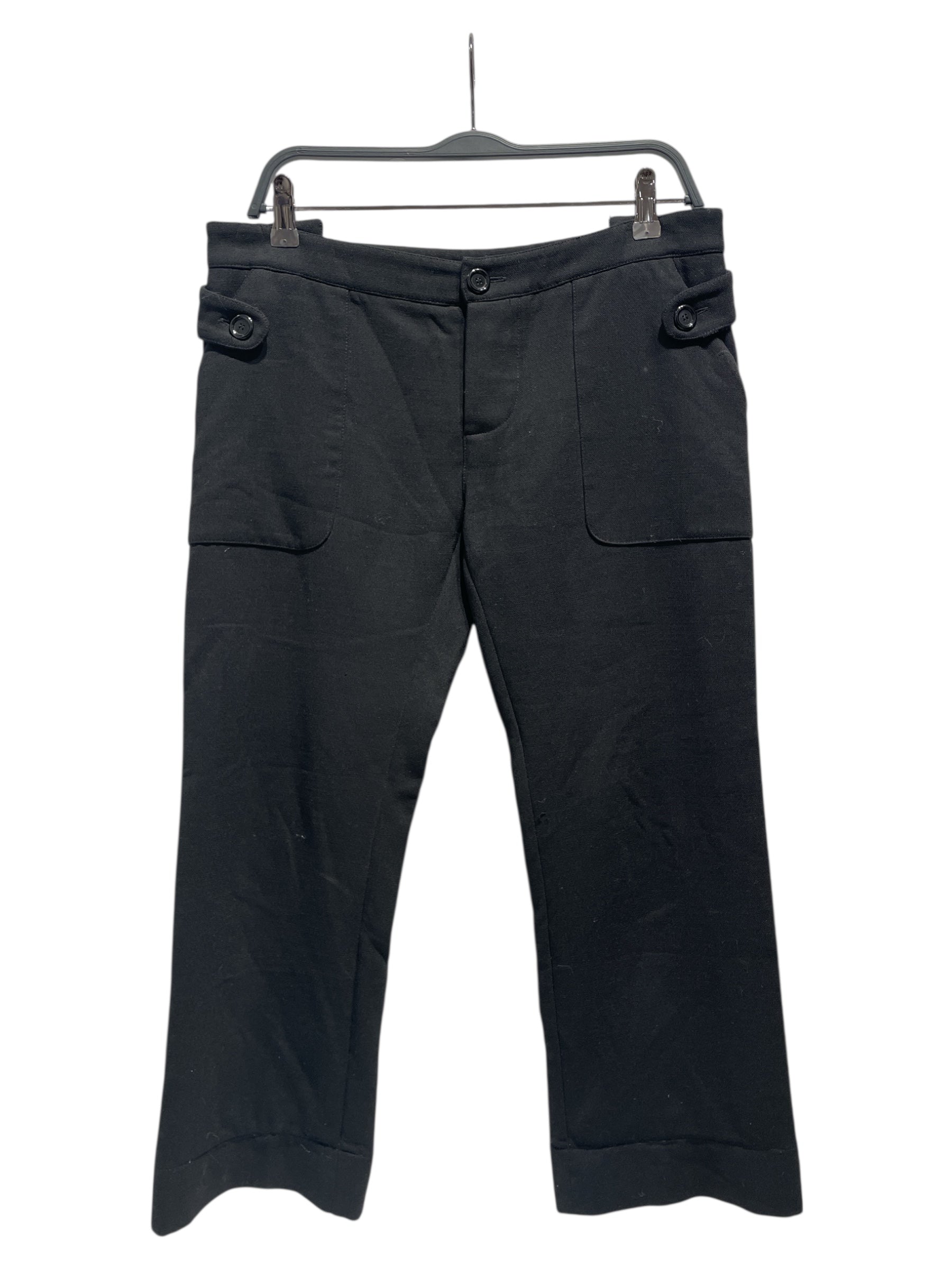 MARNI/Cropped Pants/42/Wool/BLK/Button Fly/Black Button Trousers view 1