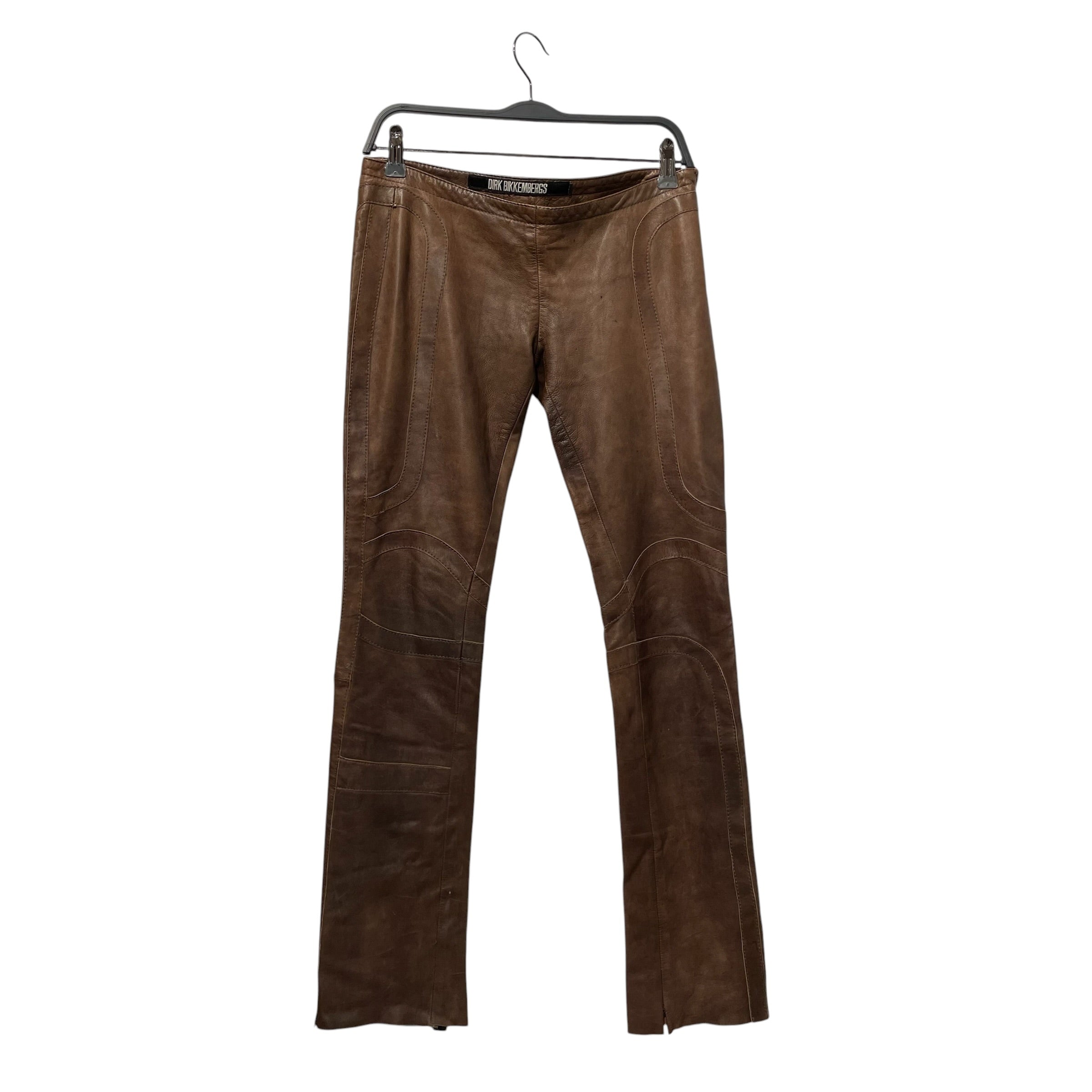 DIRK BIKKEMBERGS/Straight Pants/40/Leather/BRW/CURVED PANNEL LINED PANTS view 1
