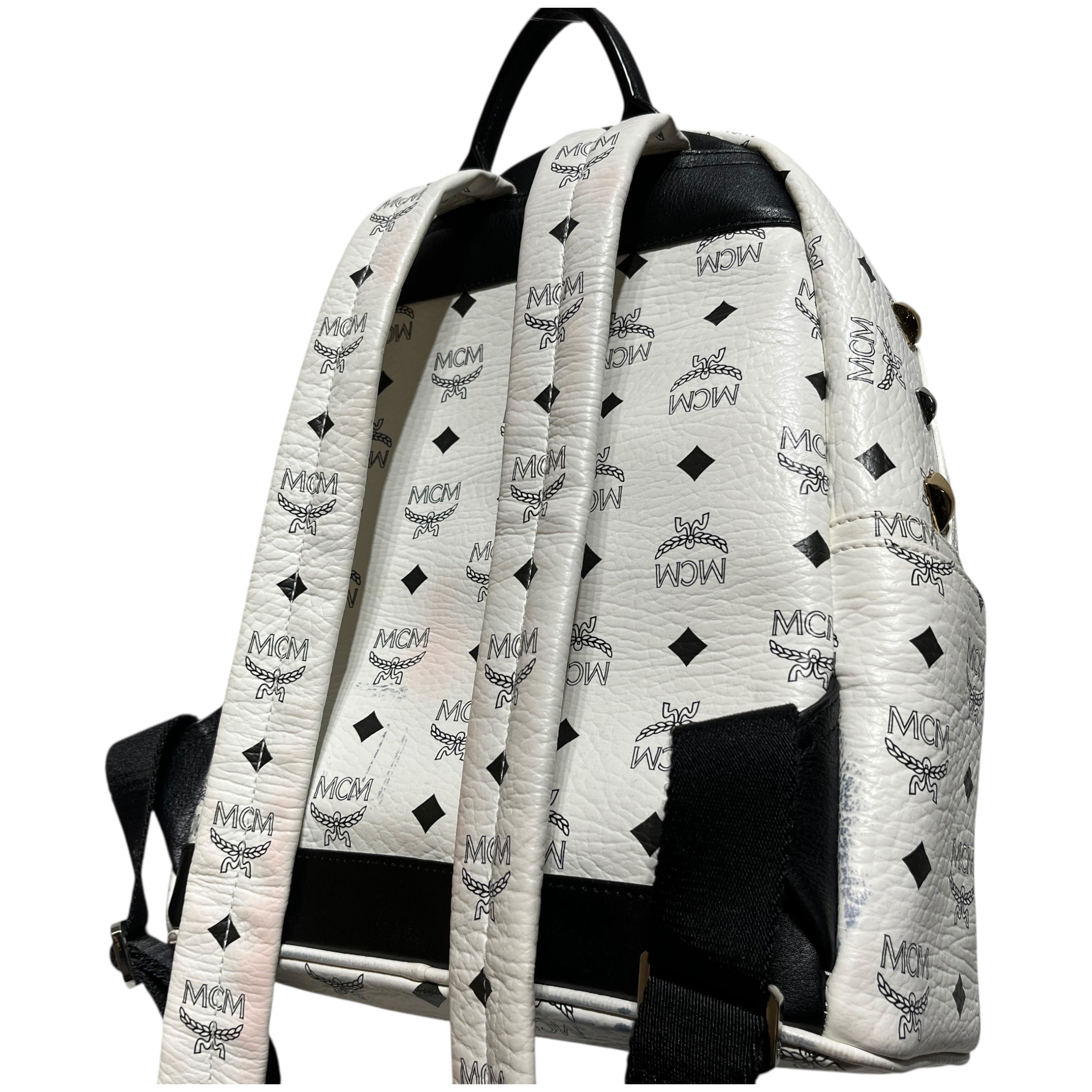 MCM/Backpack/Monogram/Leather/WHT/STARK VEGAN LEATHER view 4