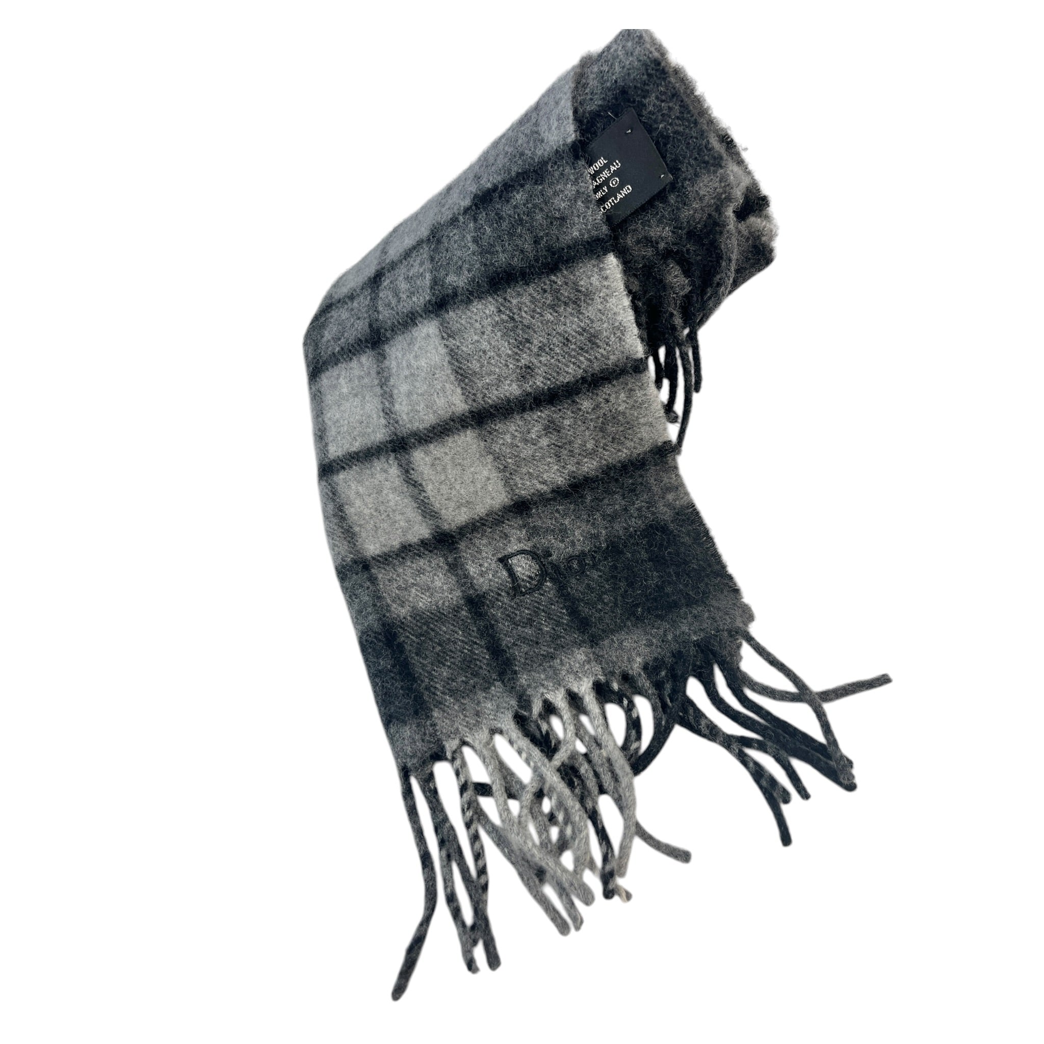 Christian Dior/Muffler Scarf/GRY/Wool/Plaid/ view 1