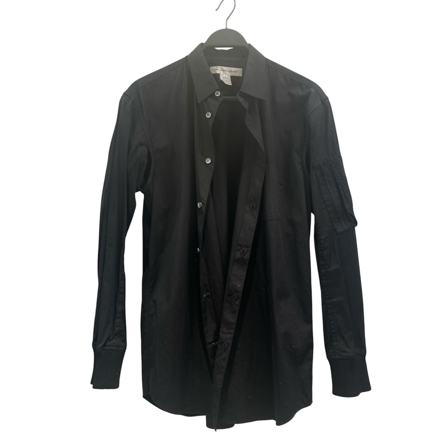 COMME des GARCONS/LS Shirt/L/Cotton/BLK/pockets on sleeves view 1